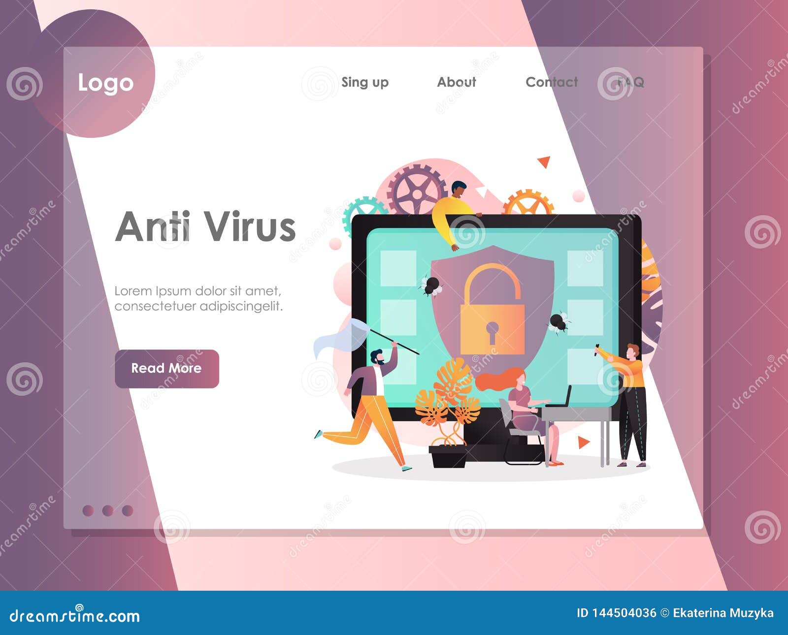 anti virus  website landing page  template