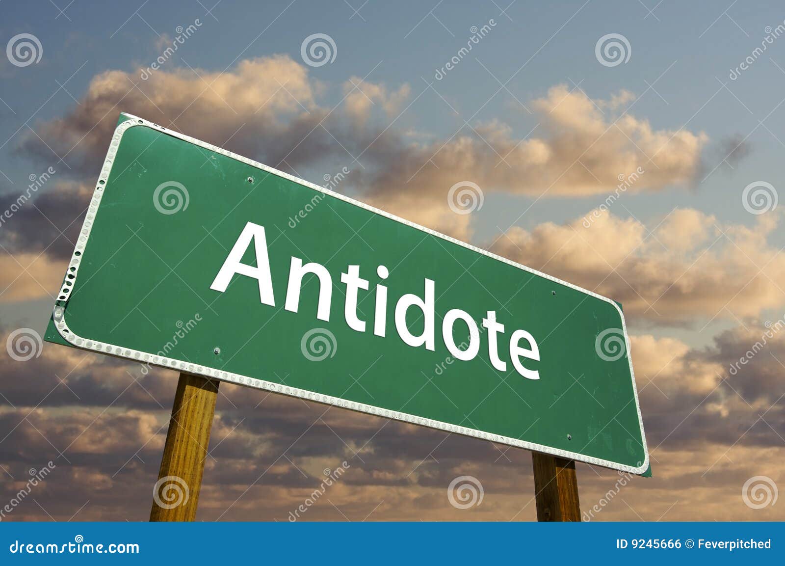 antidote green road sign