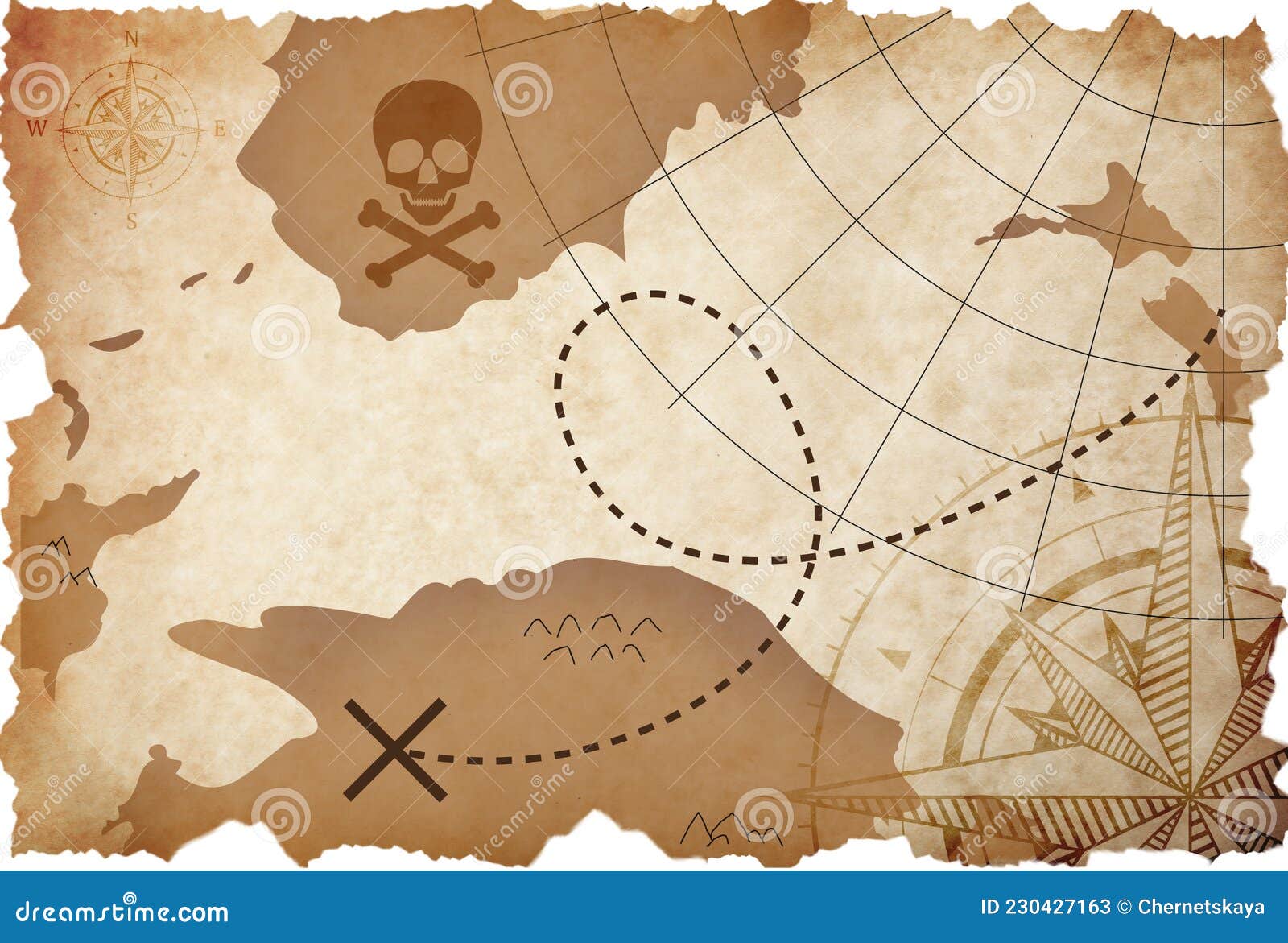 Fundo do vintage do mapa do tesouro do pirata