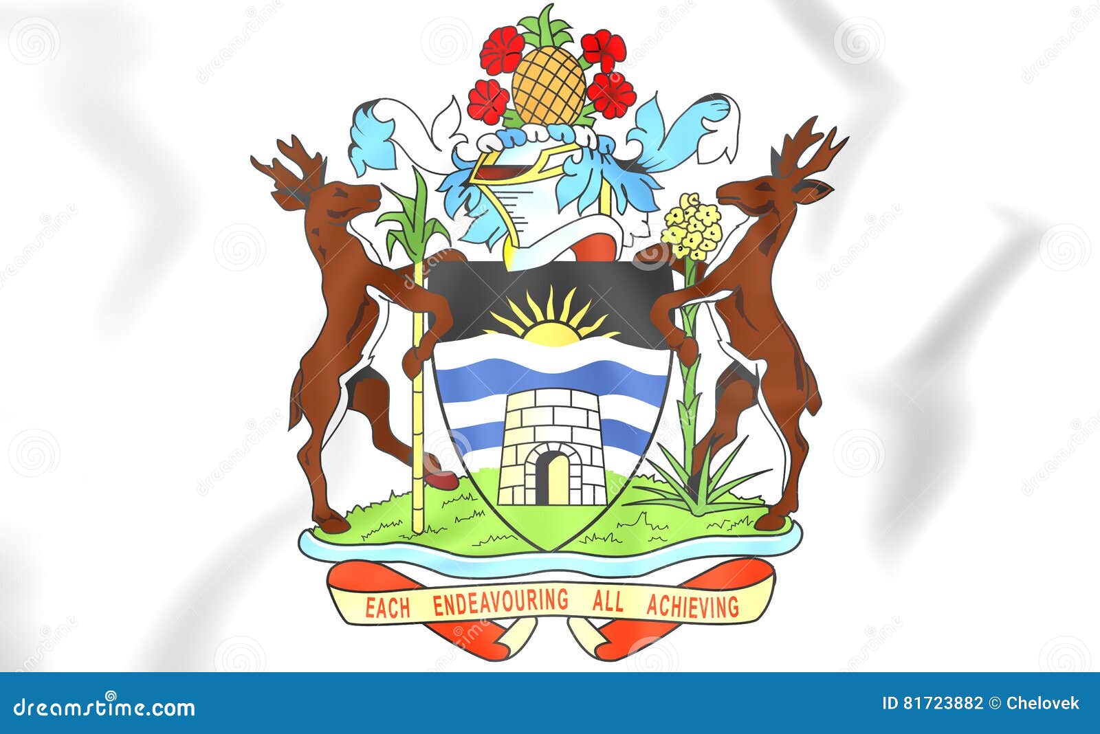 Antigua and Barbuda Coat of Arms Stock Illustration - Illustration of