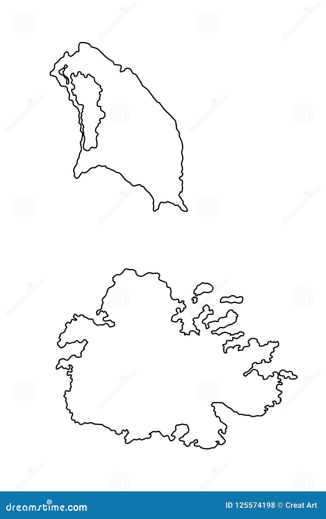 Antigua & Barbuda Outline Map Vector Illustration Stock Vector
