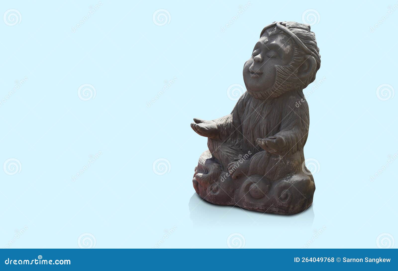 Antiker Schwarz Meditierender Affe Auf Blauem Hintergrund Tier Dekoration  Süße Mode Kopierraum Stockfoto - Bild von katzenartig, nett: 264049768