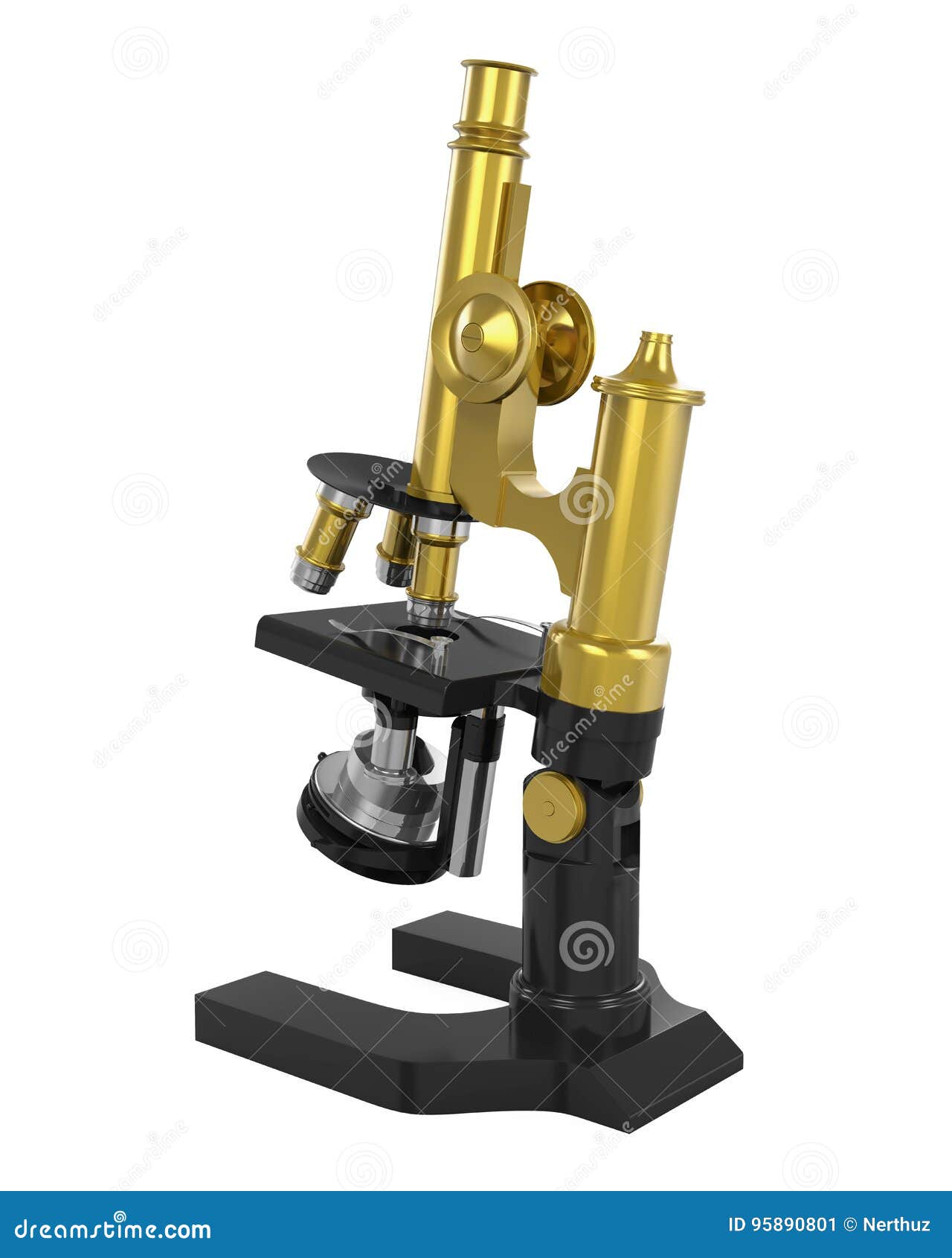 Antikt mikroskop stock illustrationer. Illustration av lins 95890801