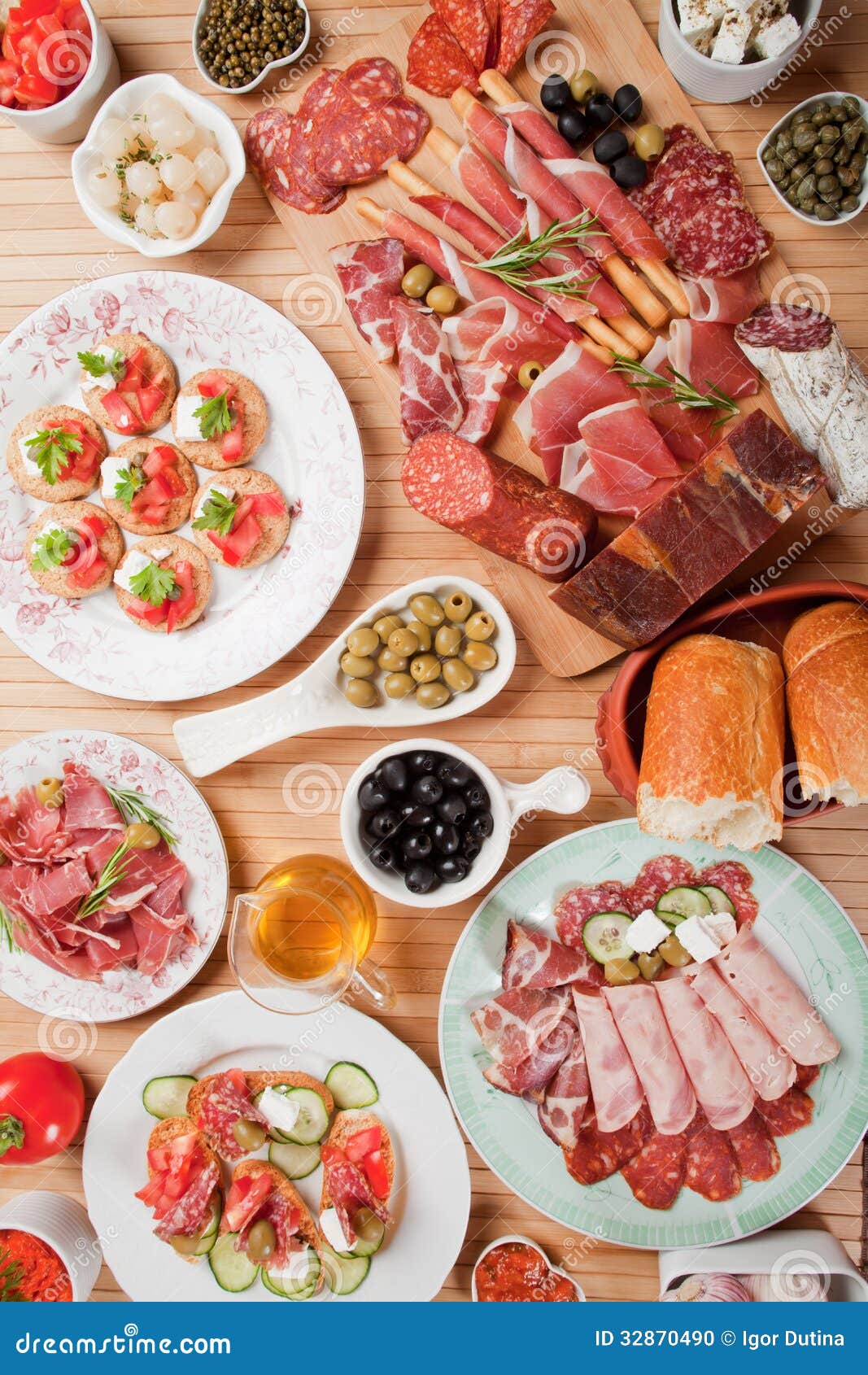 Antipasto food stock photo. Image of green, prosciutto 32870490