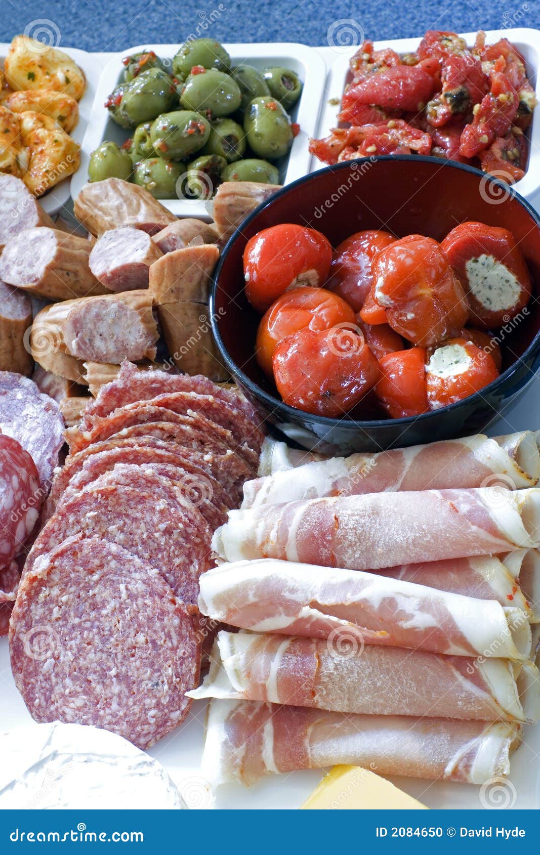 Antipasto; Meat, Olives, Peppers, Cheese Stock Photo Image of cheddar, dish 2084650