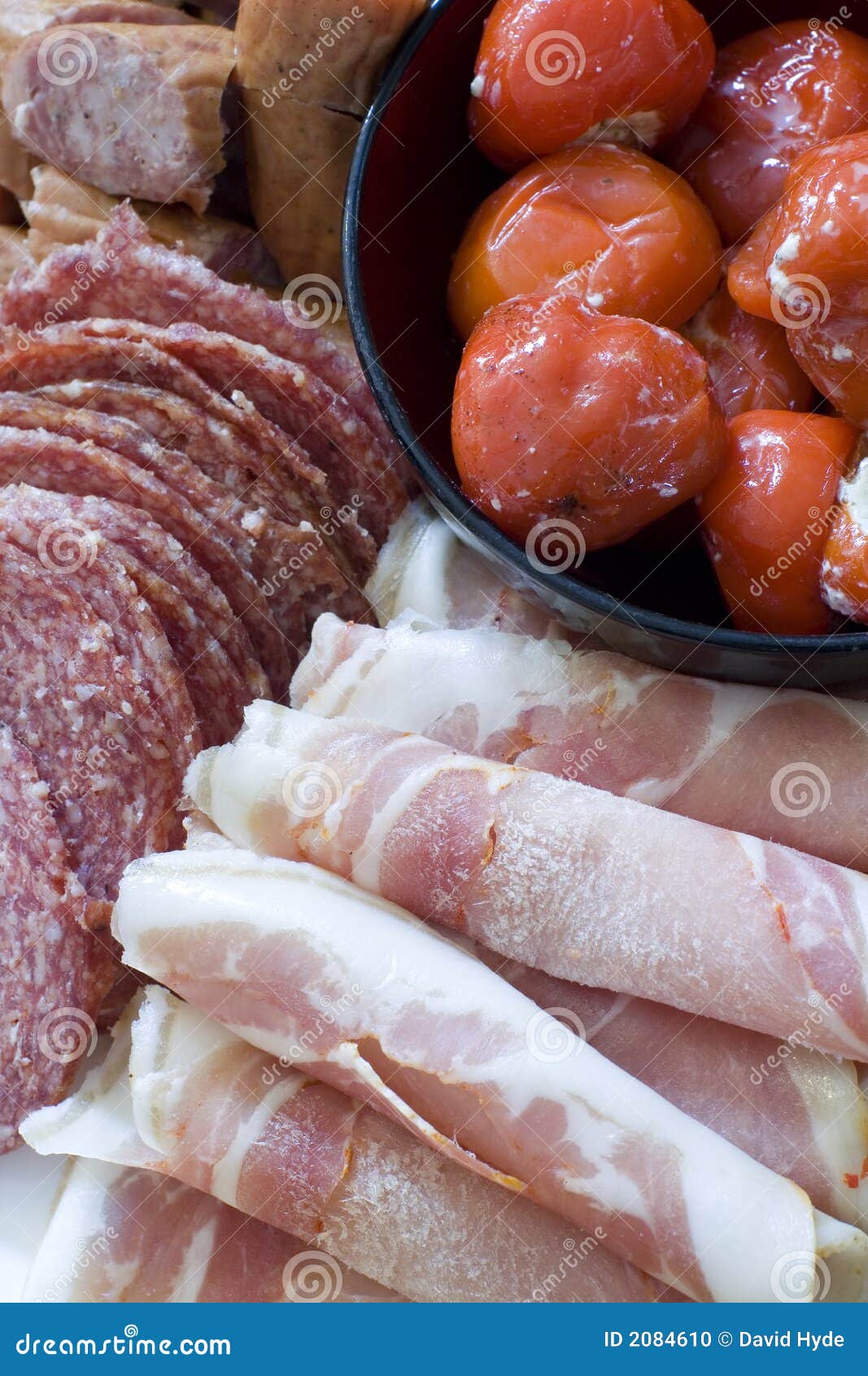 Antipasto; Meats and Stuffed Peppers Stock Photo Image of mealtime