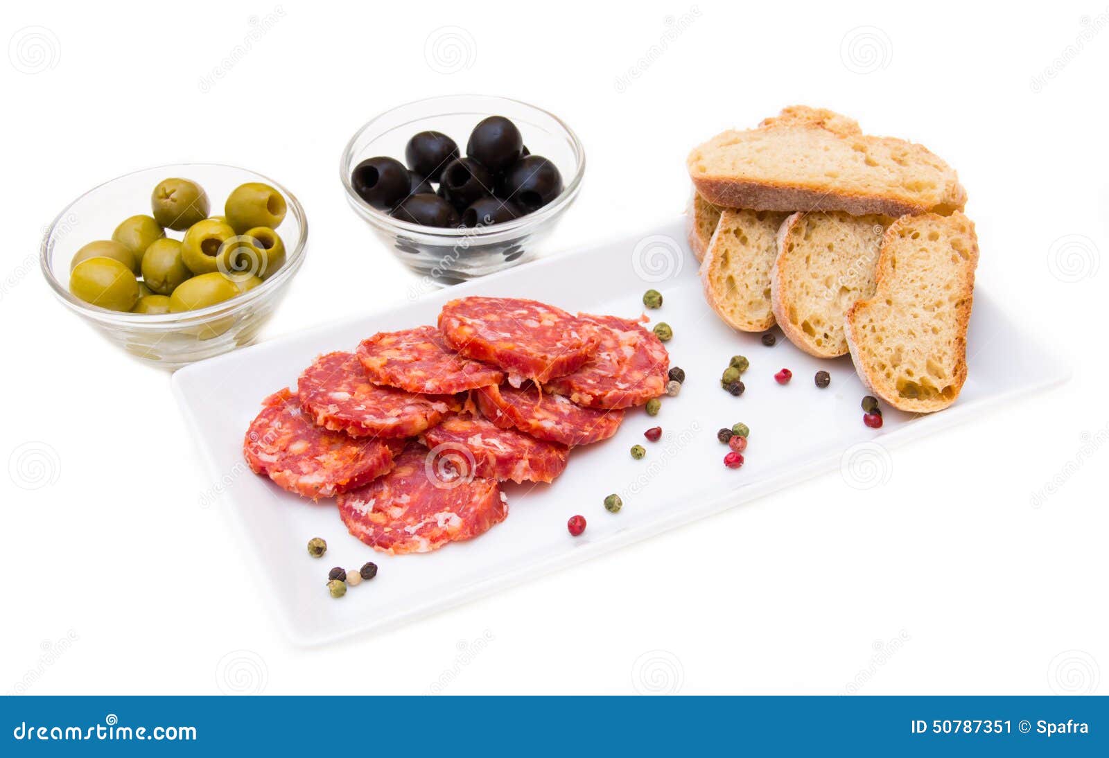 Antipasto of Salami and Olives Stock Image Image of olives, pepper
