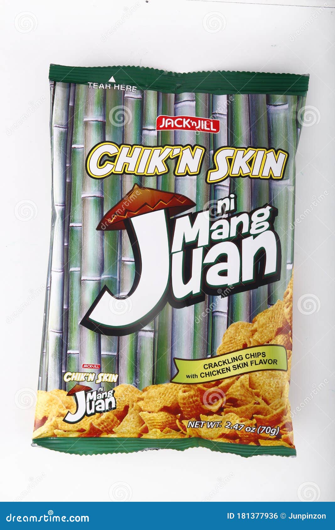 Bag of Chick N Skin Ni Mang Juan or Crispy Chicken Skin Chips on an 