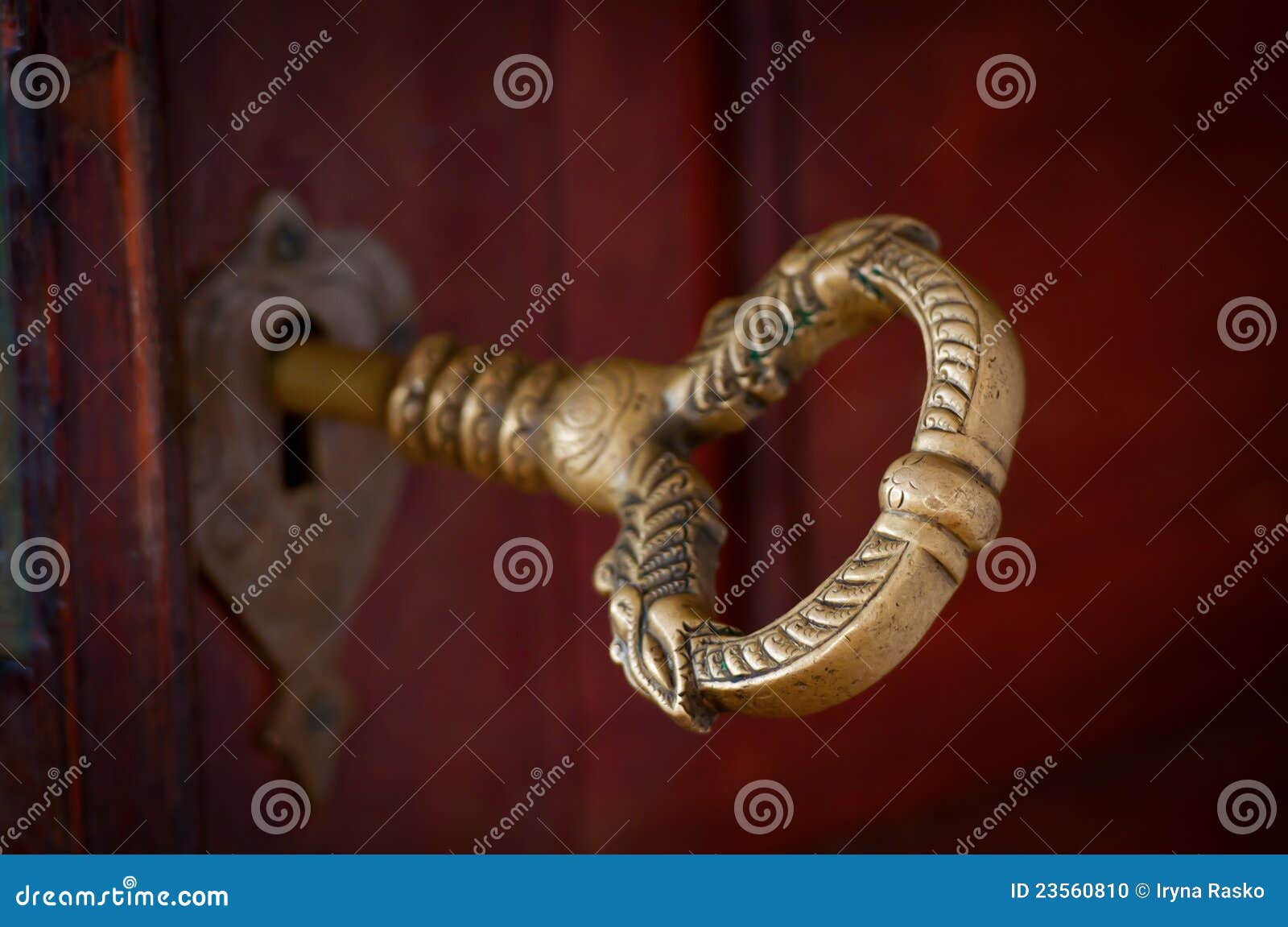Antique Beautiful Bronze Key in a Door Stock Photo Image of lock
