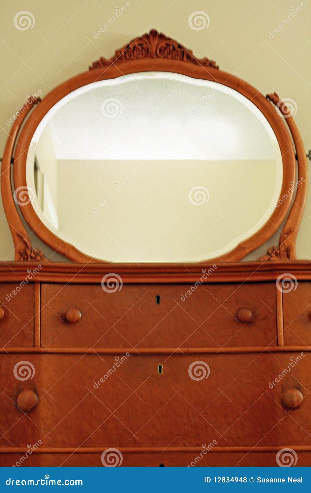 Antique Bird S Eye Maple Dresser And Mirror Stock Photo Image Of