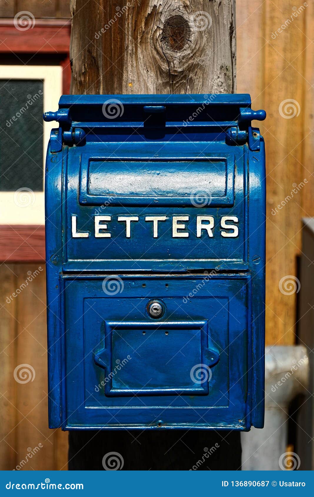 Antique Blue Letter Box stock image. Image of envelope 136890687