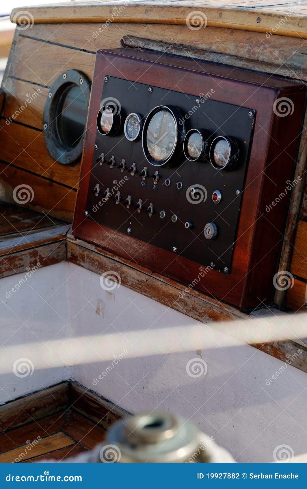 antique boat instrument panel stock photography - image