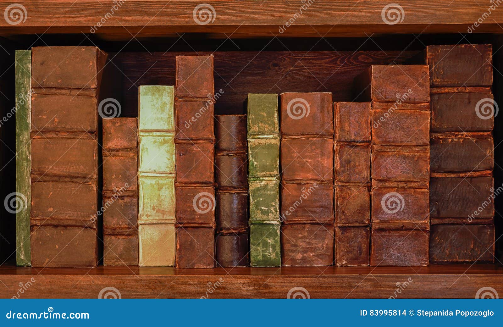 Antique Books on Old Wooden Shelf. Stock Photo Image of latin