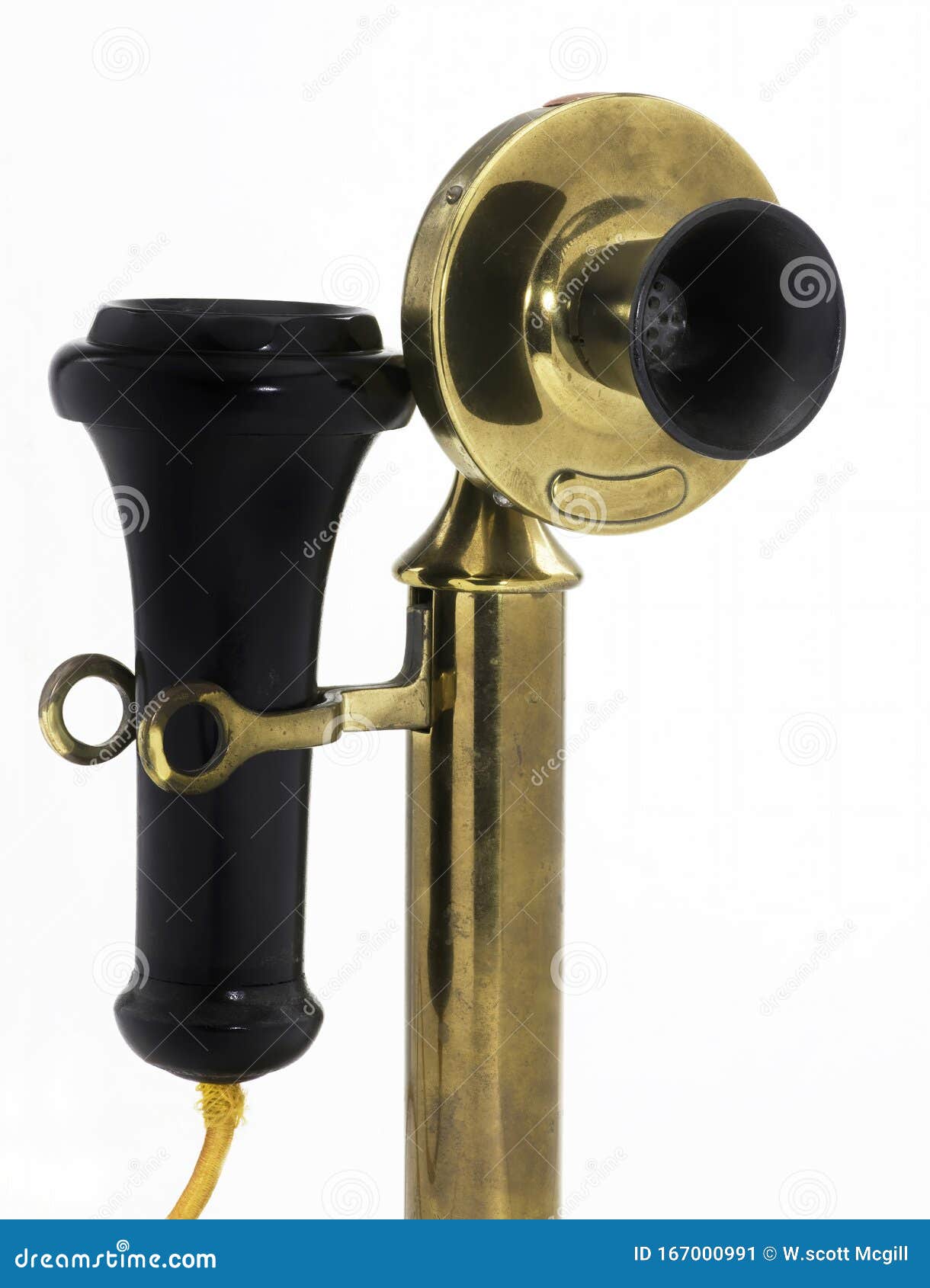 Antique Brass Candlestick Telephone Stock Image Image of