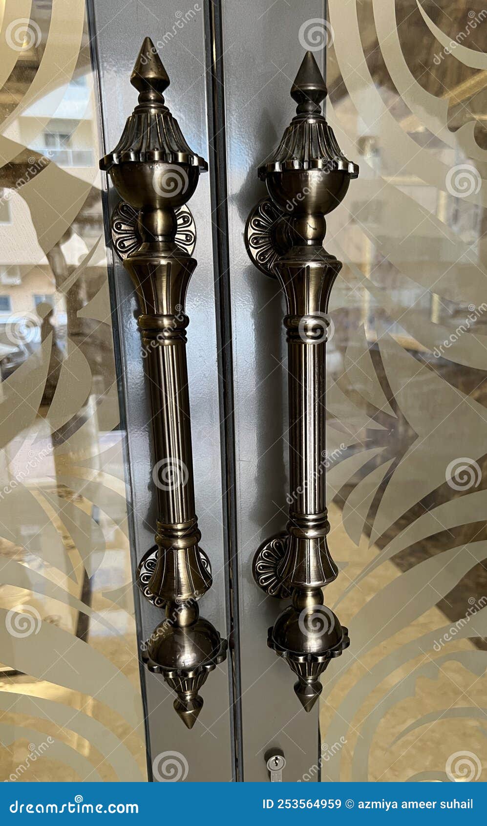 Antique Brass Pull Door Handle Stock Image Image of mild, main 253564959