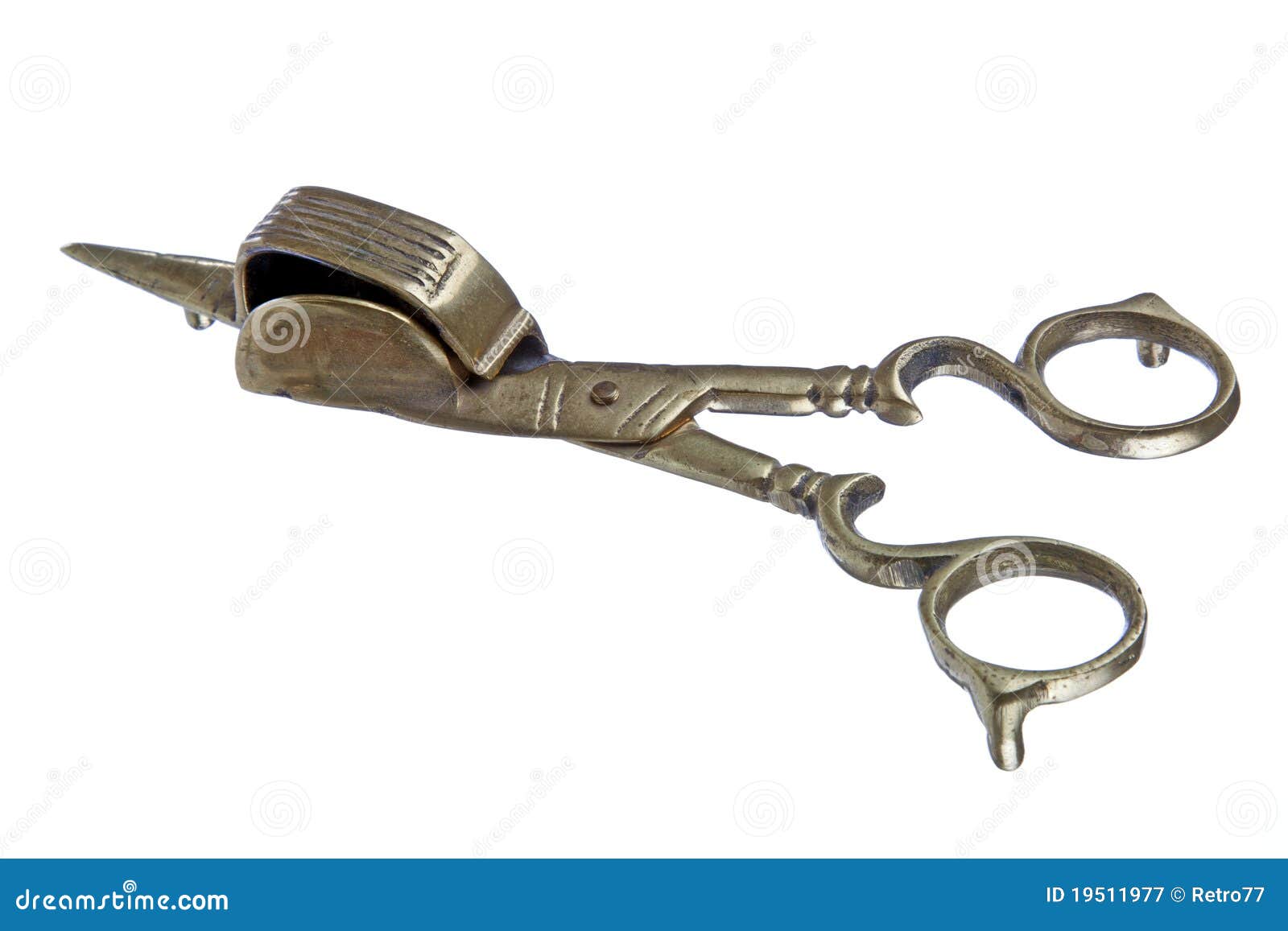 Antique brass scissors stock image. Image of sharp, shear 19511977