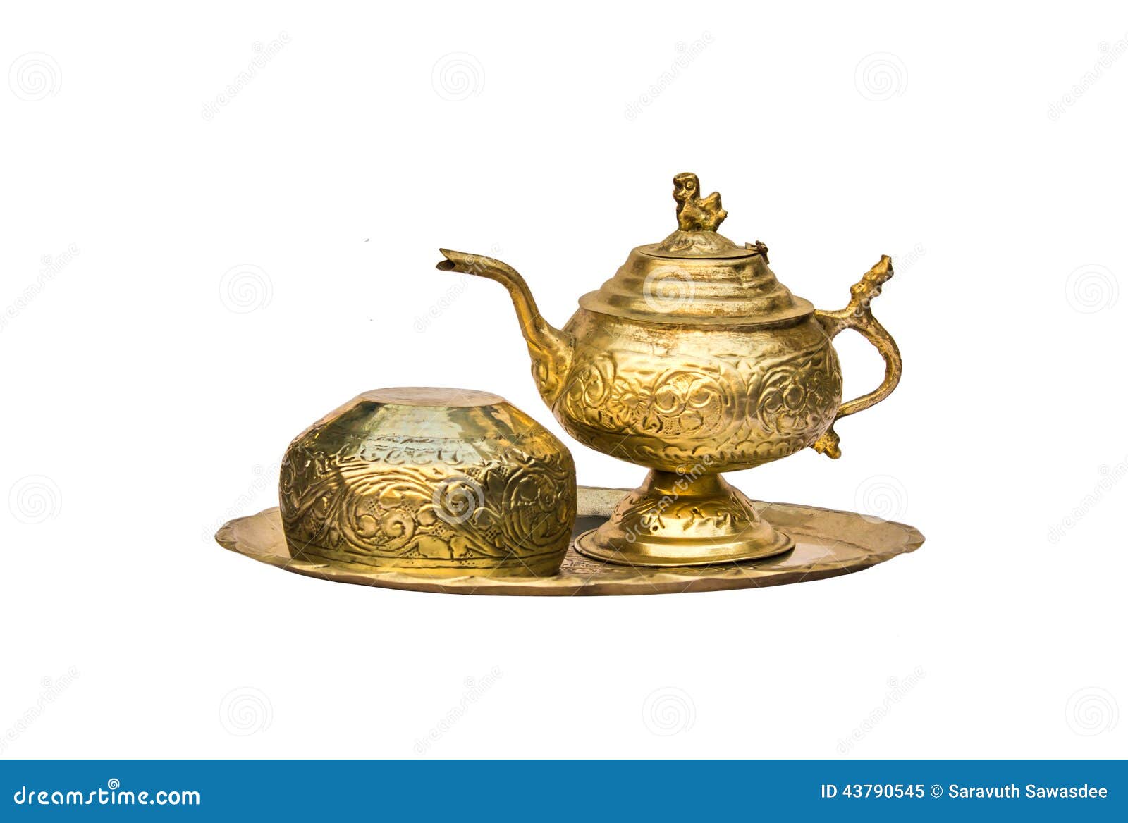 Antique brass tea set stock image. Image of copper, metal 43790545
