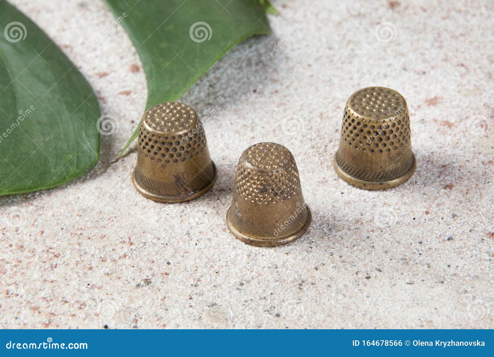 Antique brass thimbles stock photo. Image of bronze 164678566
