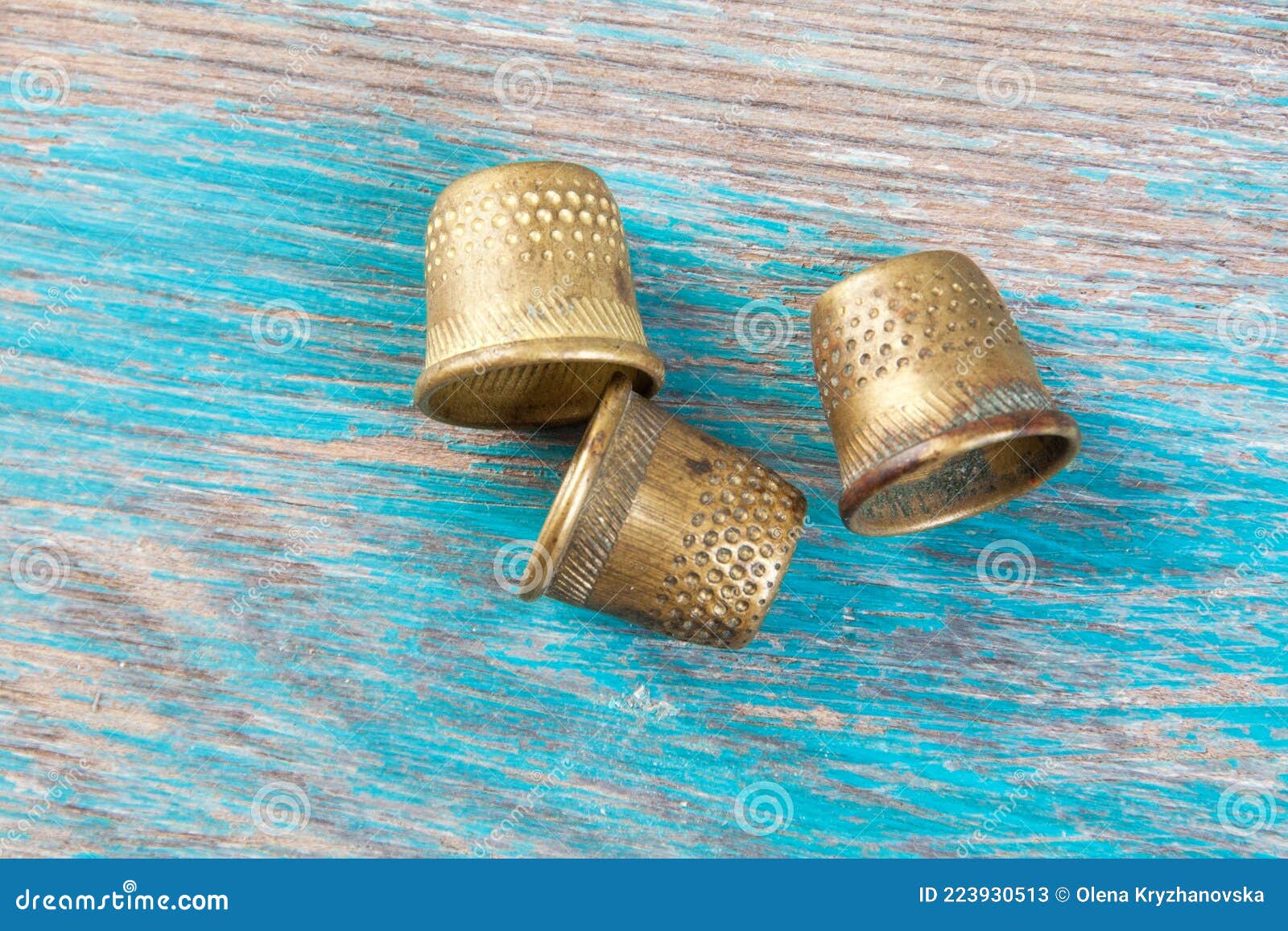 Antique brass thimbles stock image. Image of background 223930513