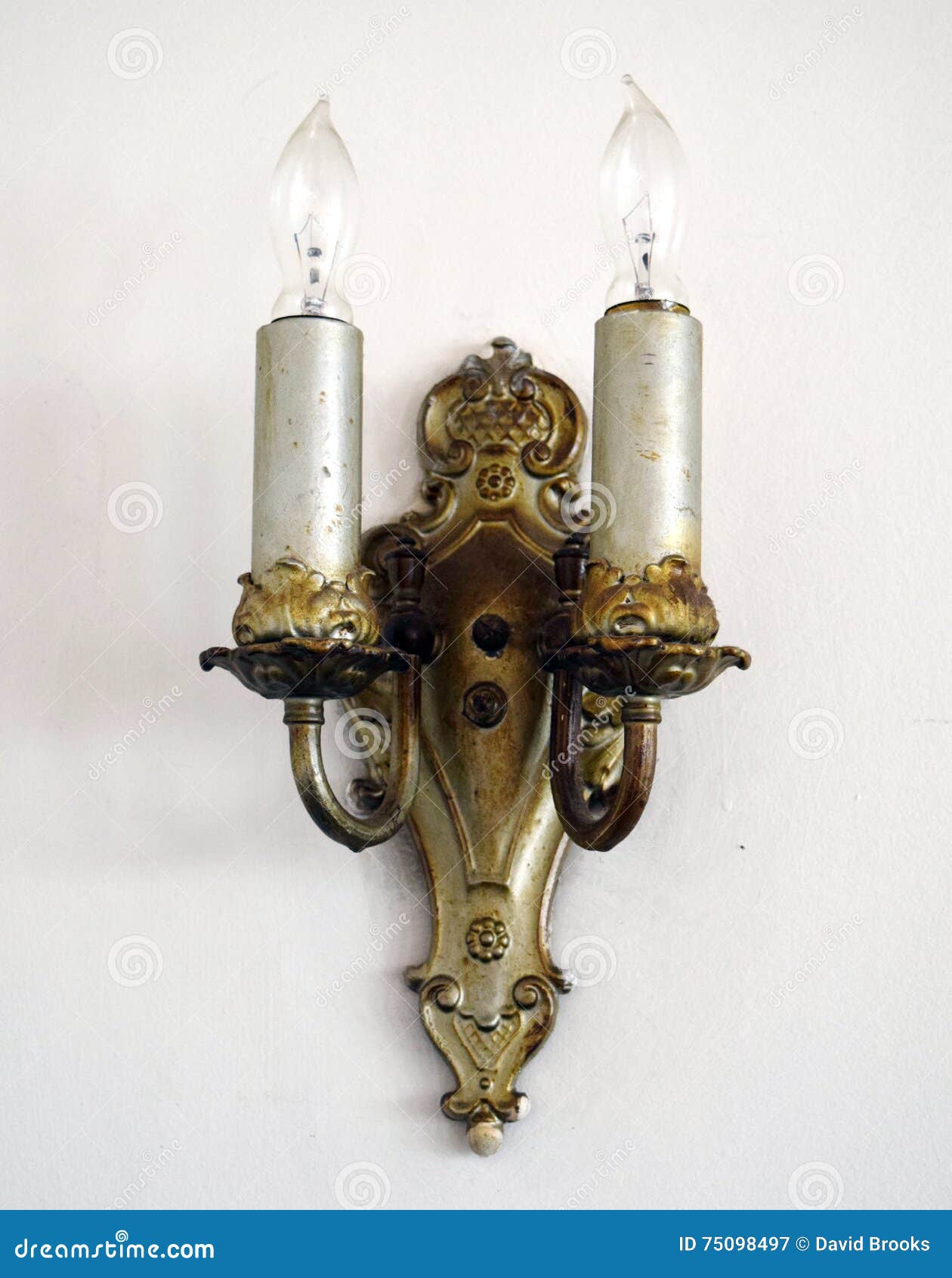 Antique brass wall sconce stock image. Image of decor 75098497