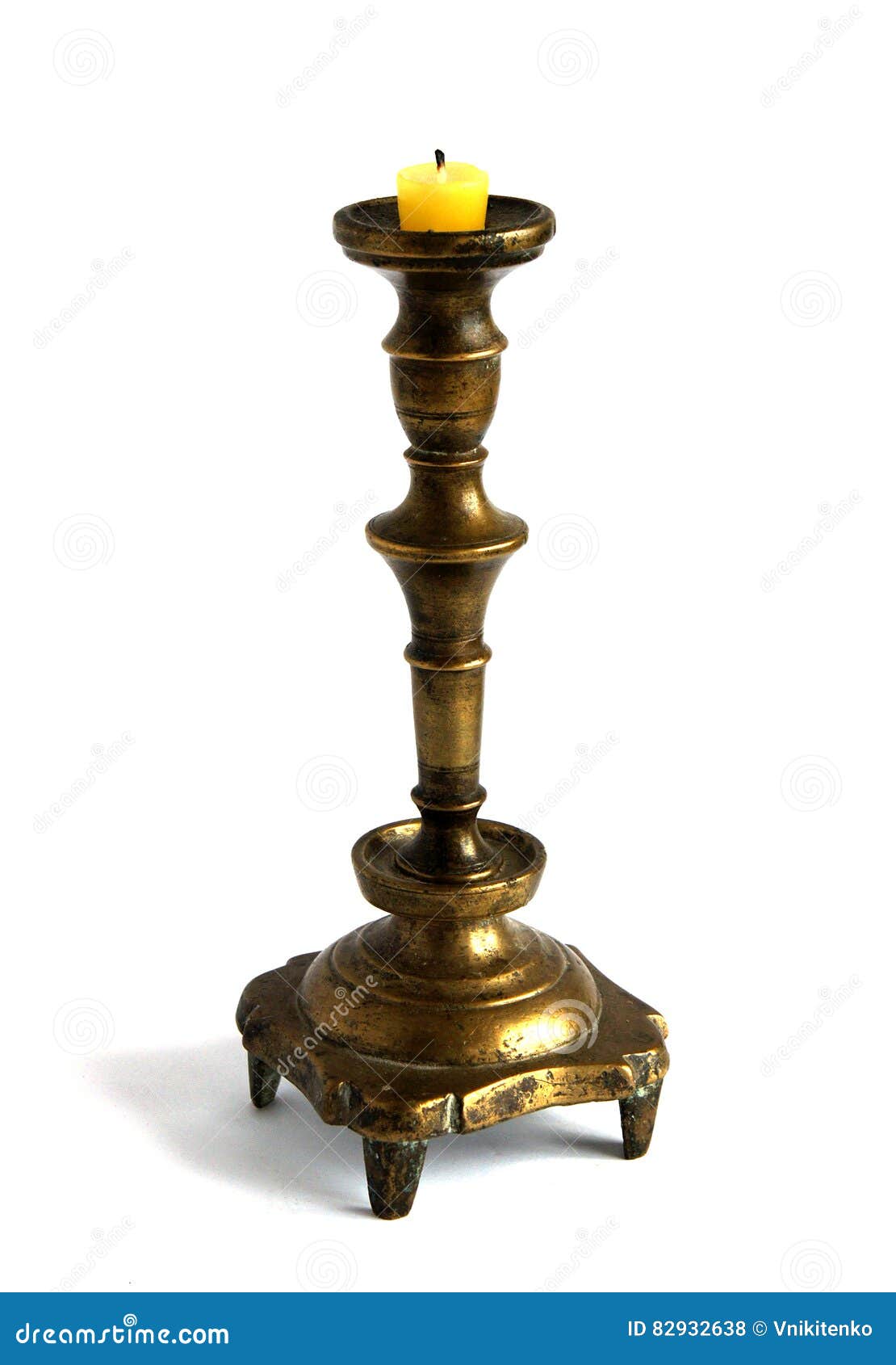 Antique bronze candlestick stock photo. Image of candlelight 82932638