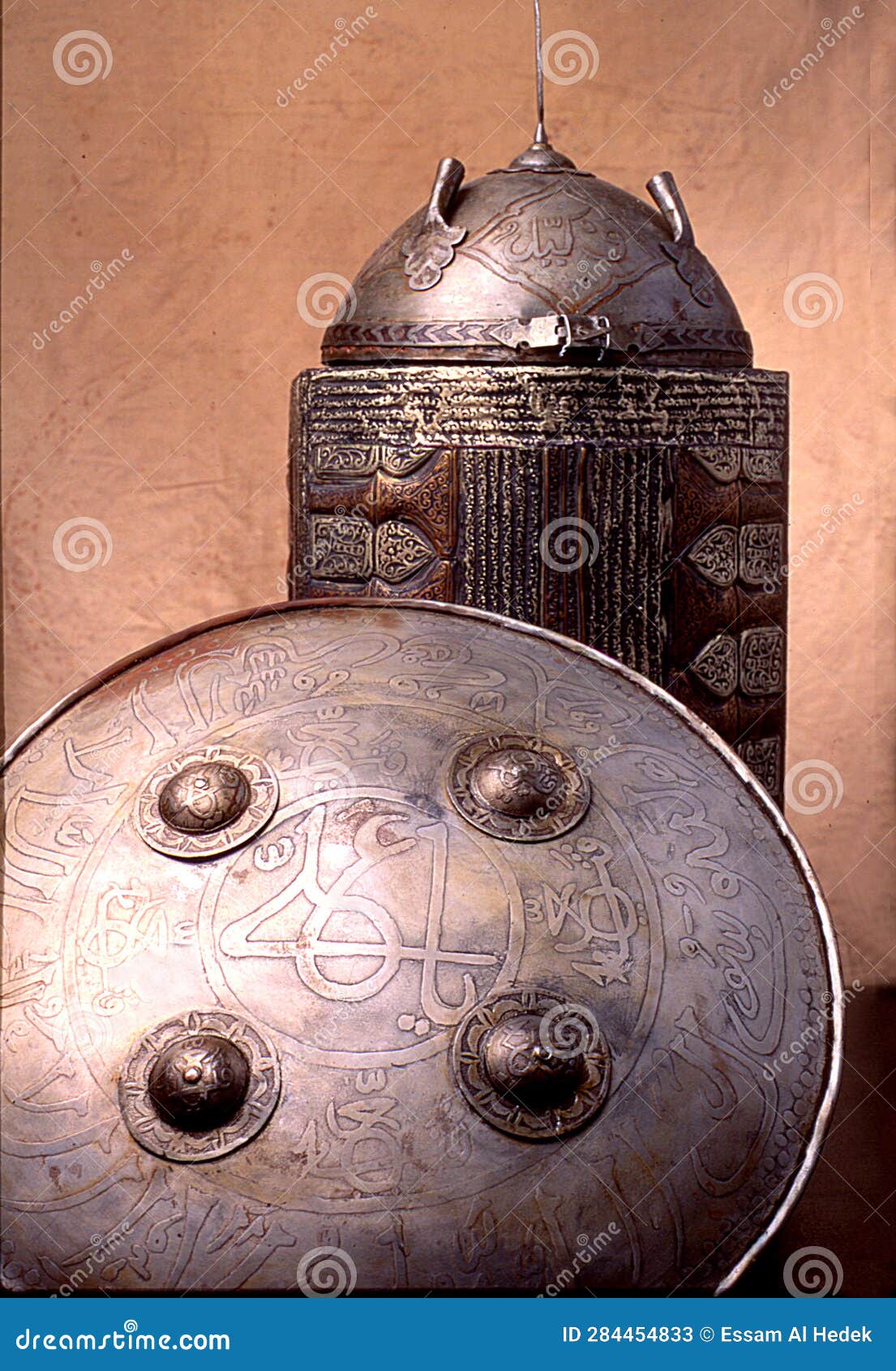 Antique Bronze Shield and Helmet Stock Image Image of islamic, bronze