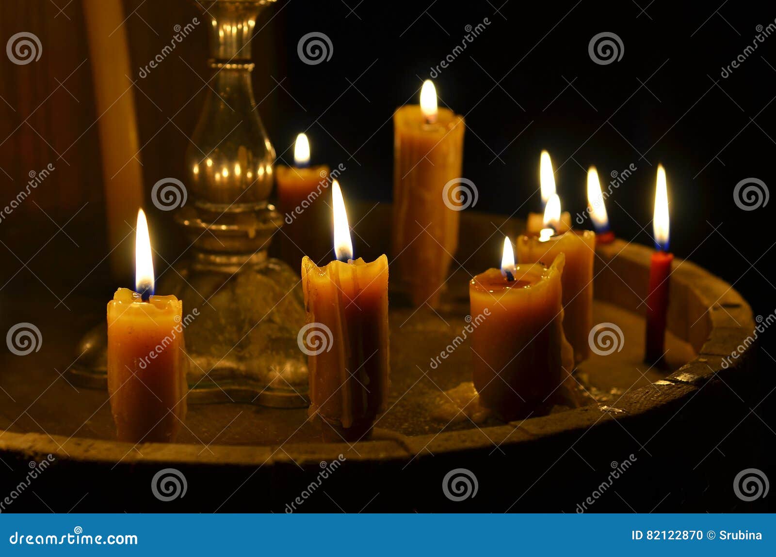 antique candle burning