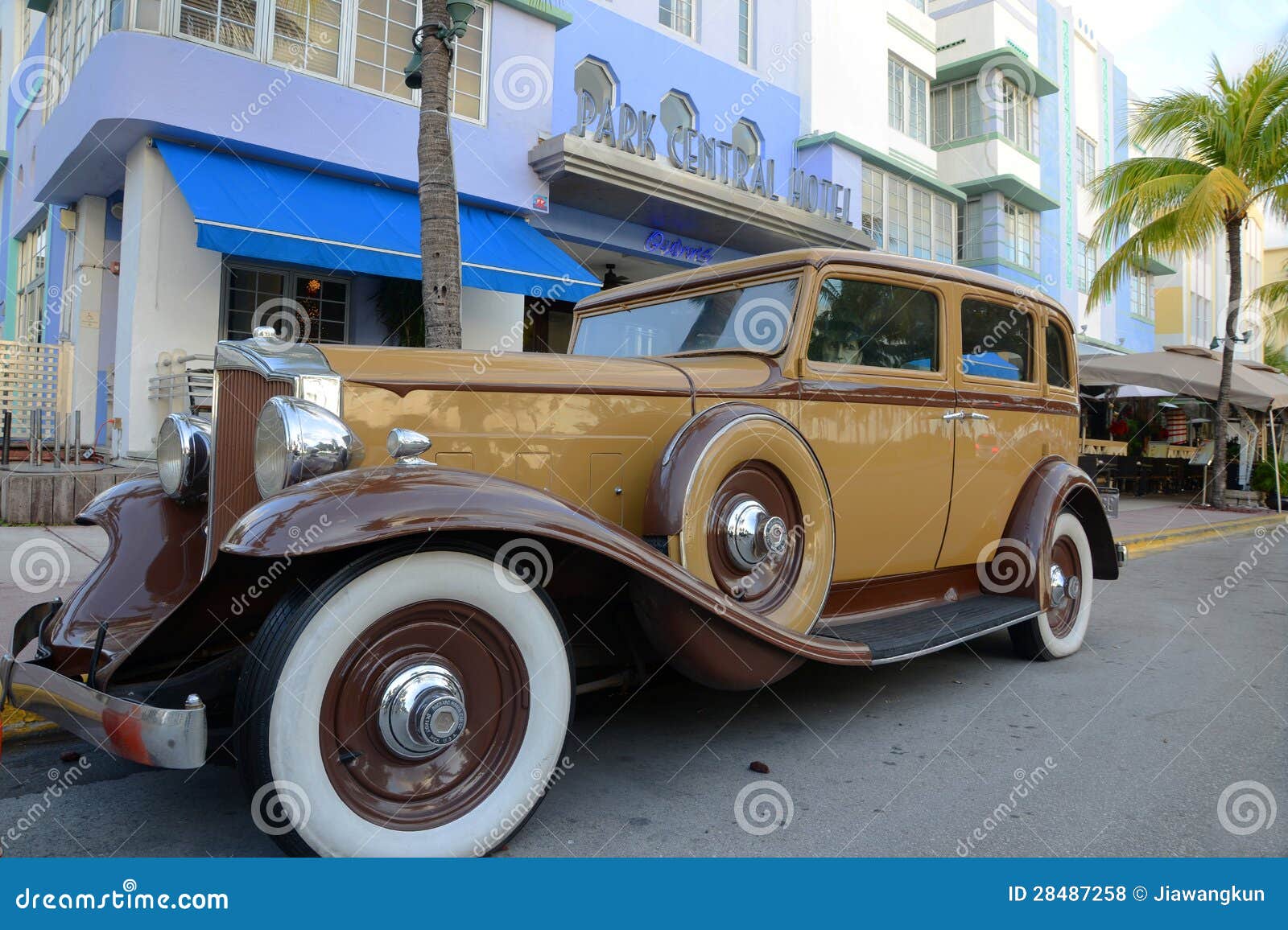 Antique Car in Front of Park Central Hotel Editorial Stock Photo