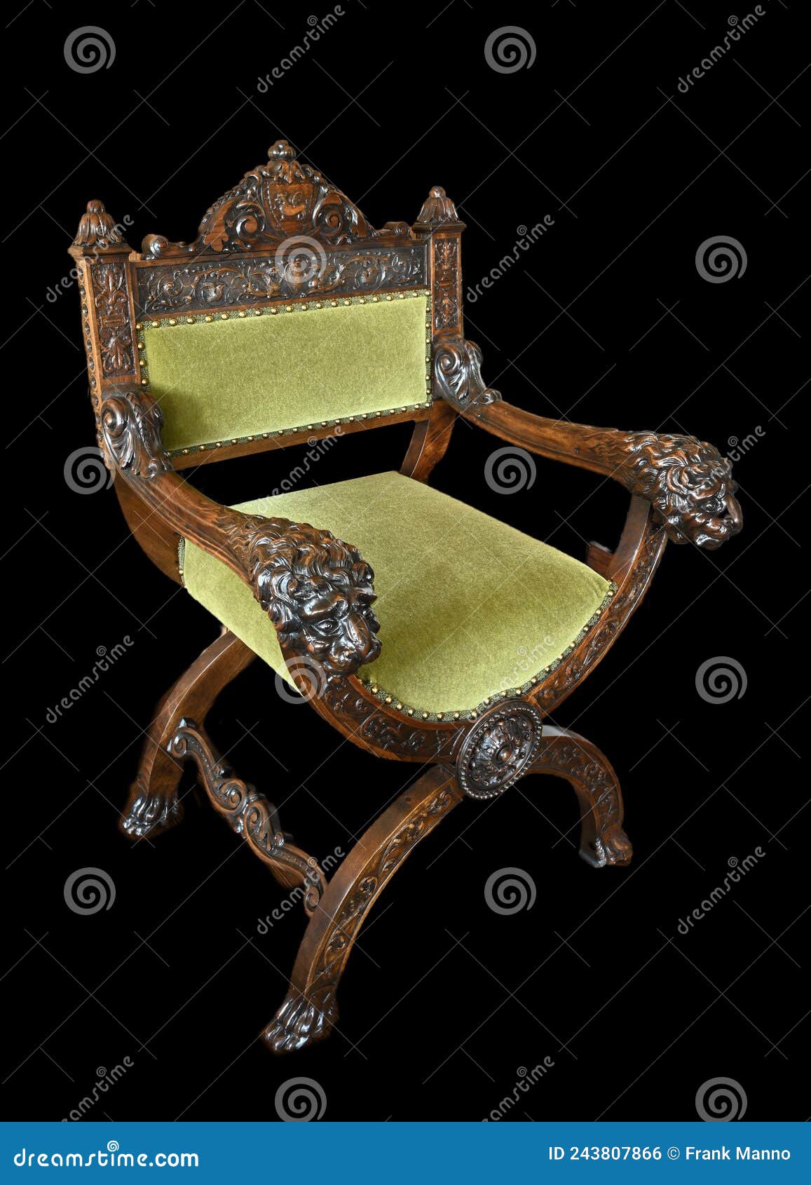 Antique Carved Lion Head Goth Chair from the Collection of Leon