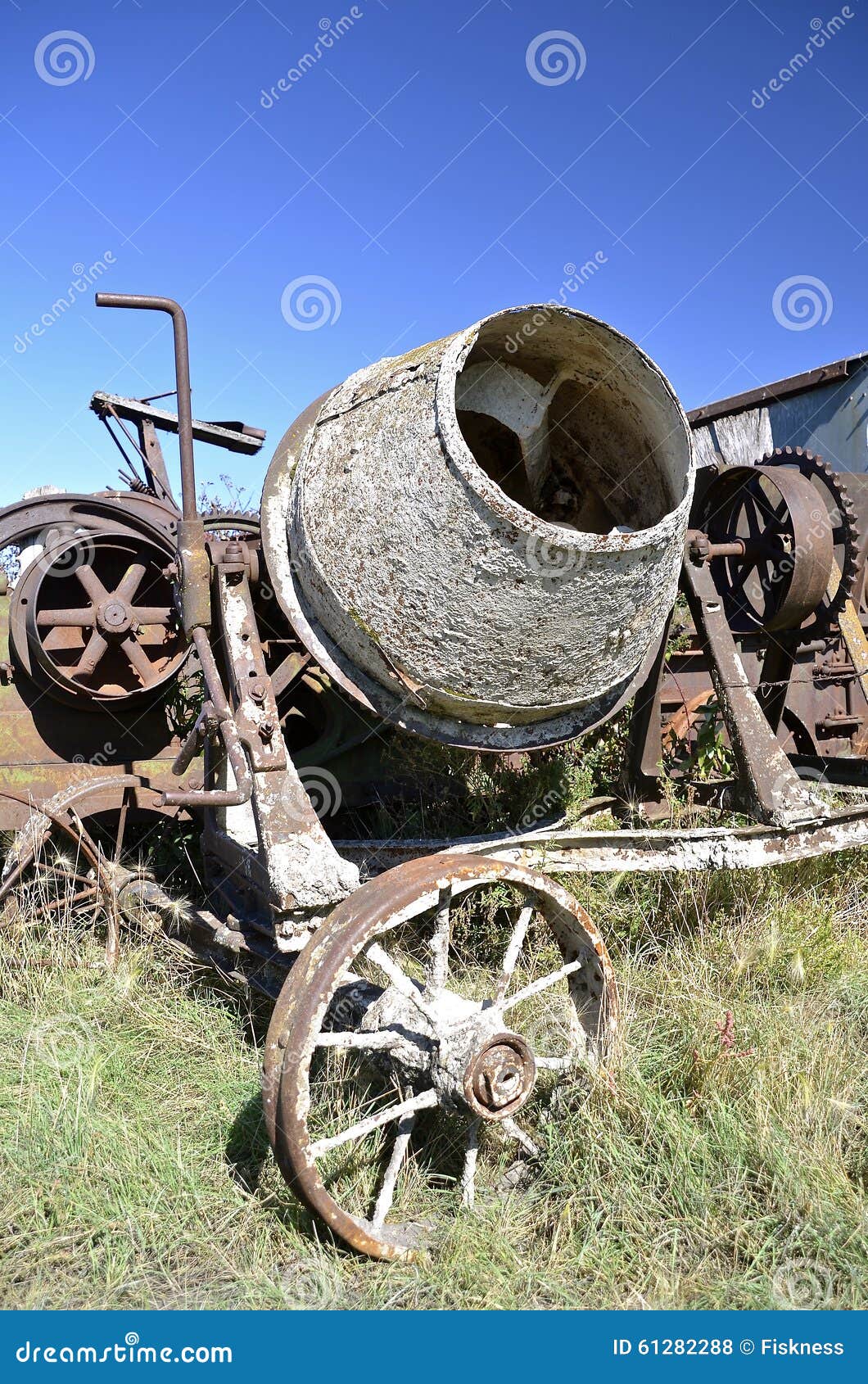 Antique Cement Mixer Mounted On A Trailer Stock Photo - Image of