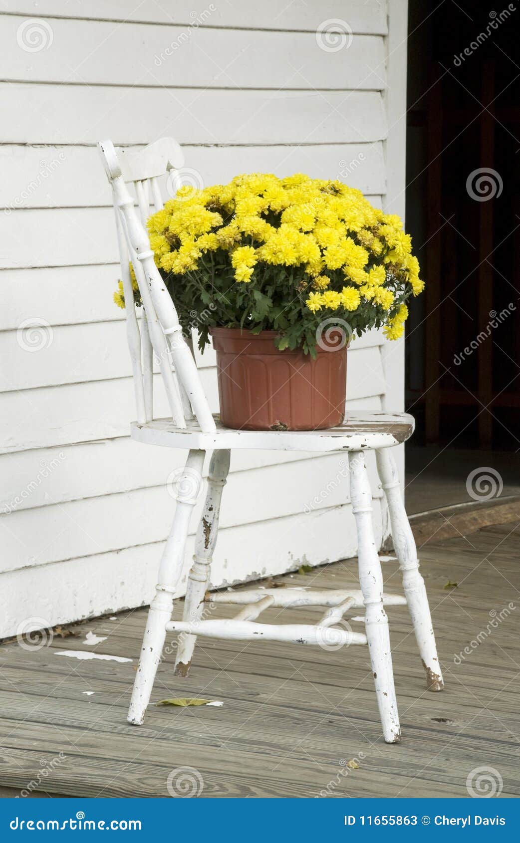 Antique Chair with Fall Flowers Stock Image Image of paint, furniture