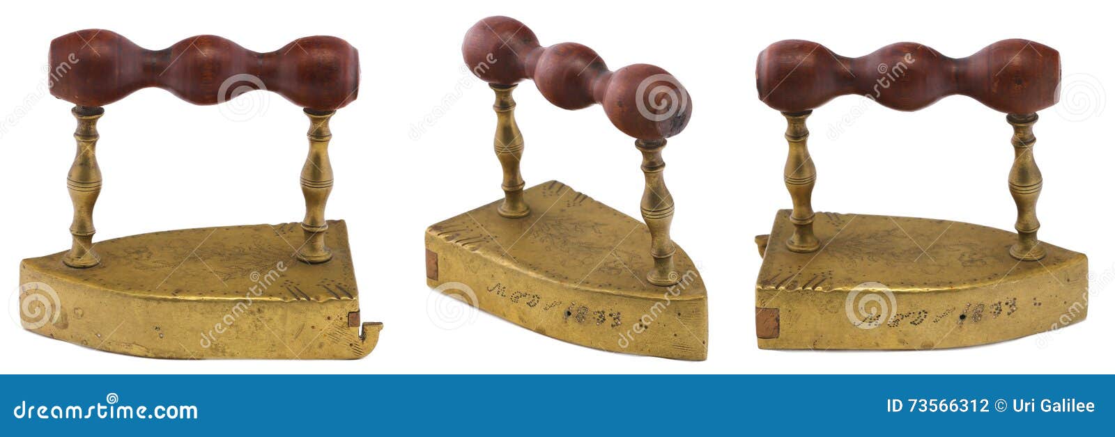 Antique Charcoal Clothes Iron Stock Photo Image of handle, wooden