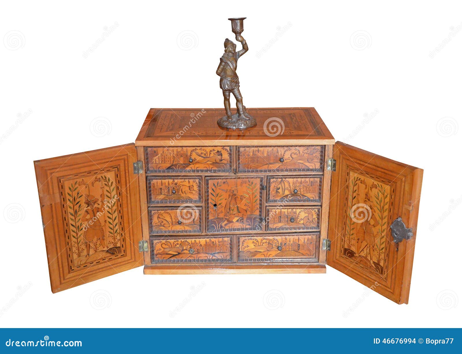 An Antique Chest of Drawers Stock Photo - Image of isolated, intarsia