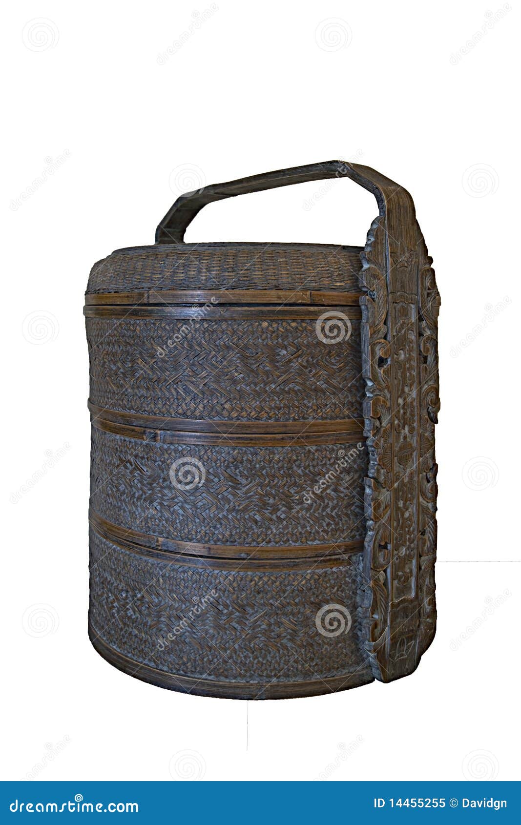 Antique Chinese Bamboo Food Basket Stock Image Image of carrier