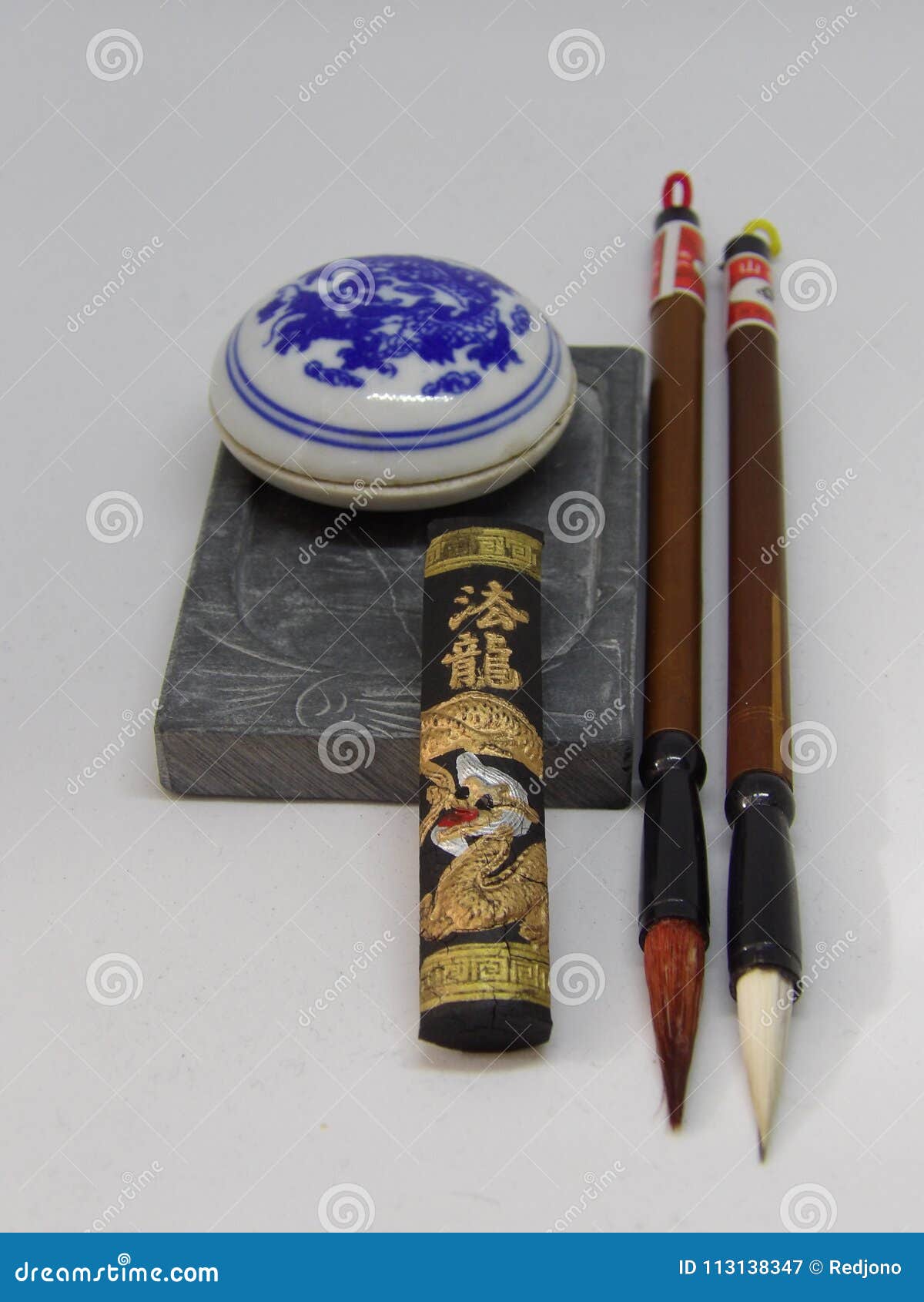 Antique Chinese Calligraphy Set with Stone and Brushes Stock Image - Image  of calligraphy, artwork: 113138347