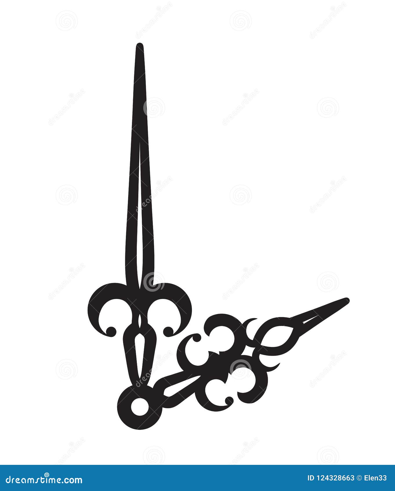 Antique Clock Hands Silhouette Isolated on White Stock Vector