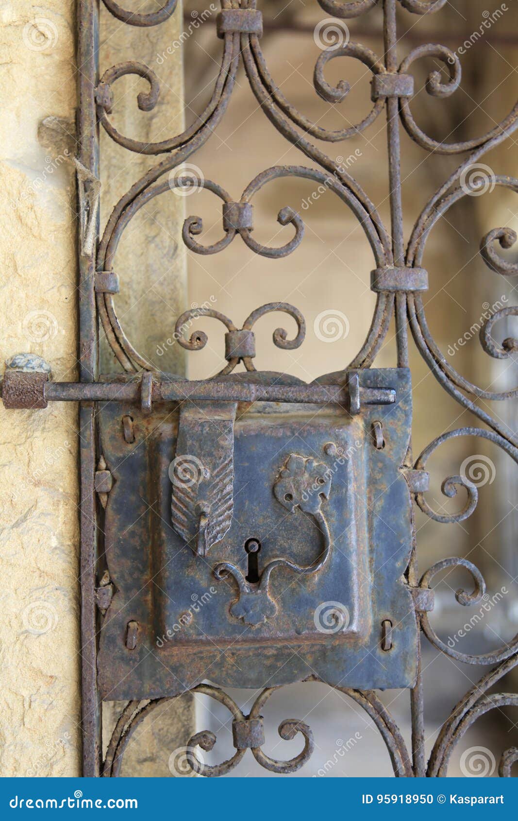 Antique closed iron gate stock photo. Image of closed 95918950