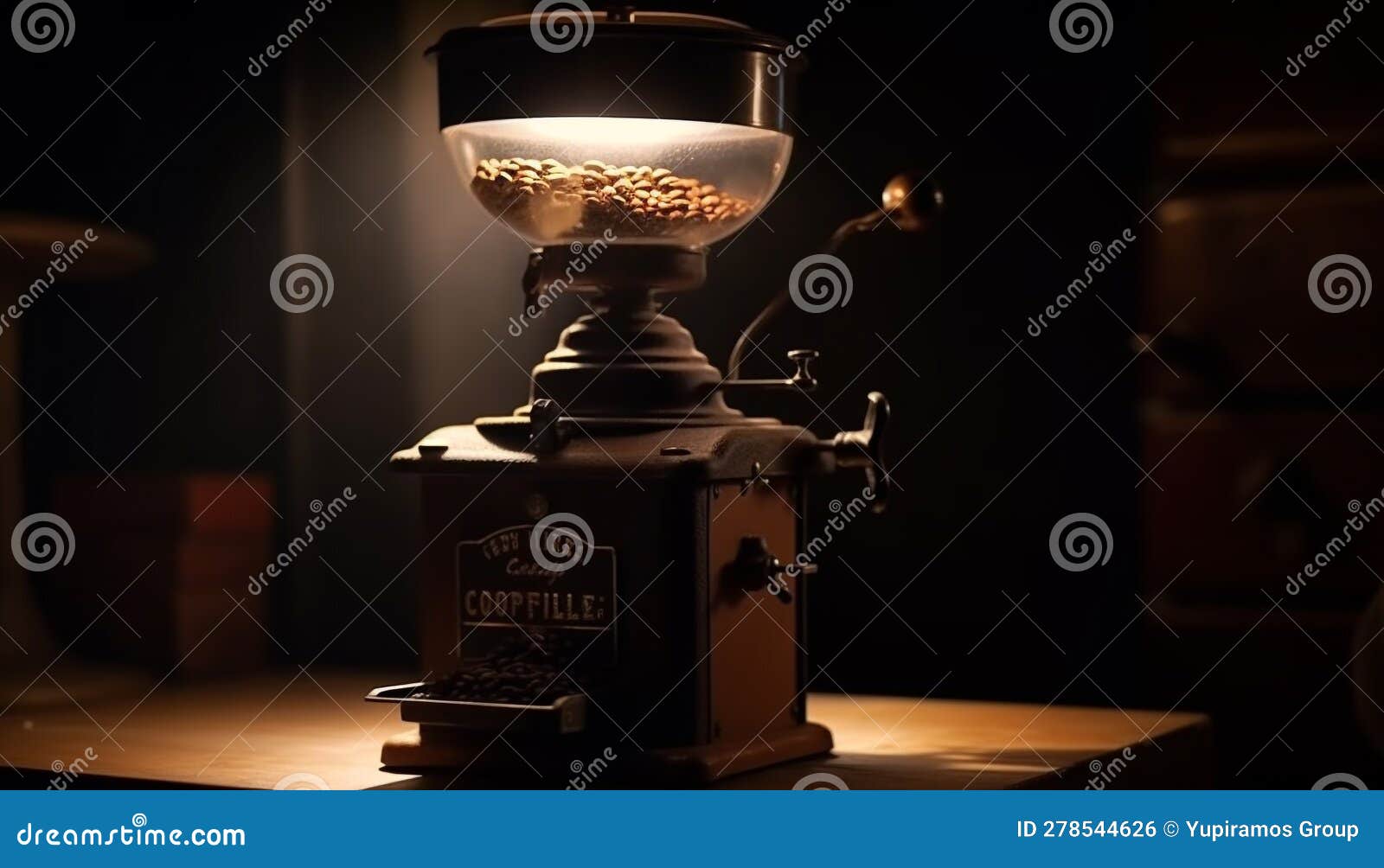 Antique Coffee Equipment on Rustic Table Brews Gourmet Cappuccino