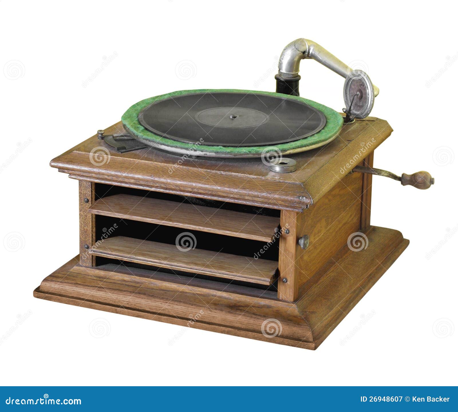 Antique Crank Phonograph Isolated. RoyaltyFree Stock Photo