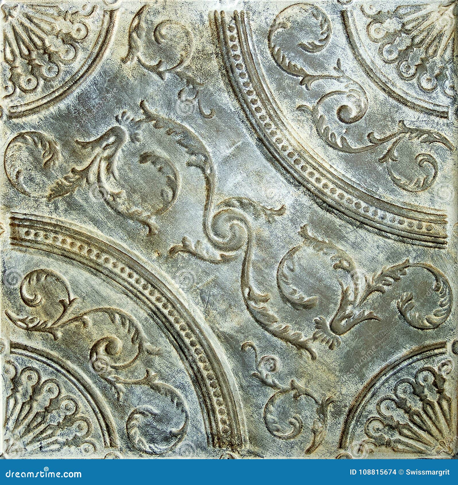 Antique Fancy Decorated Tin Ceiling Tile Stock Photo Image Of
