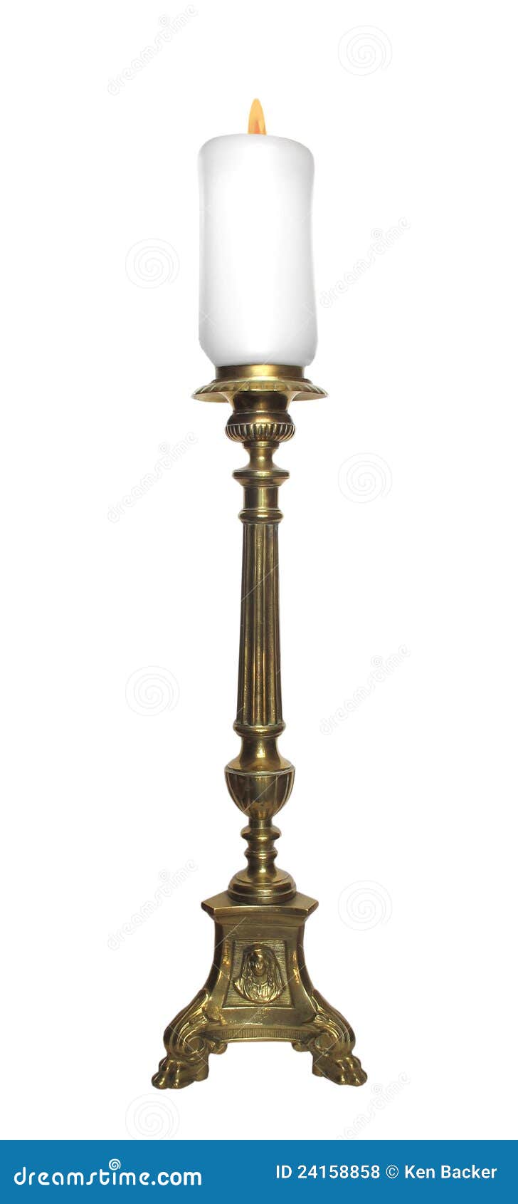 Antique Fancy Brass Candlestick Isolated. Stock Photo Image of candle