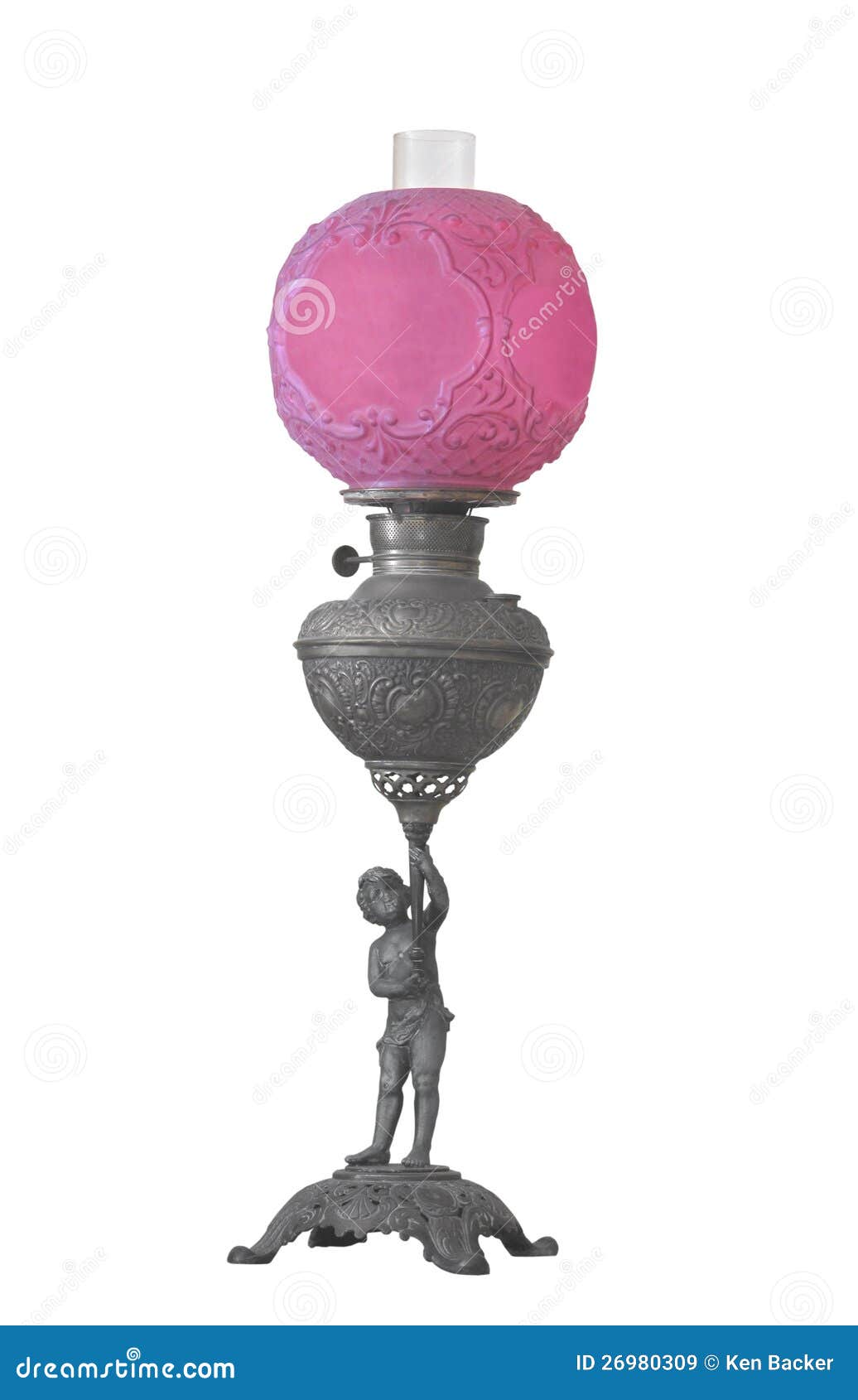 Antique Fancy Oil Table Lamp Isolated. Stock Image Image of ornate