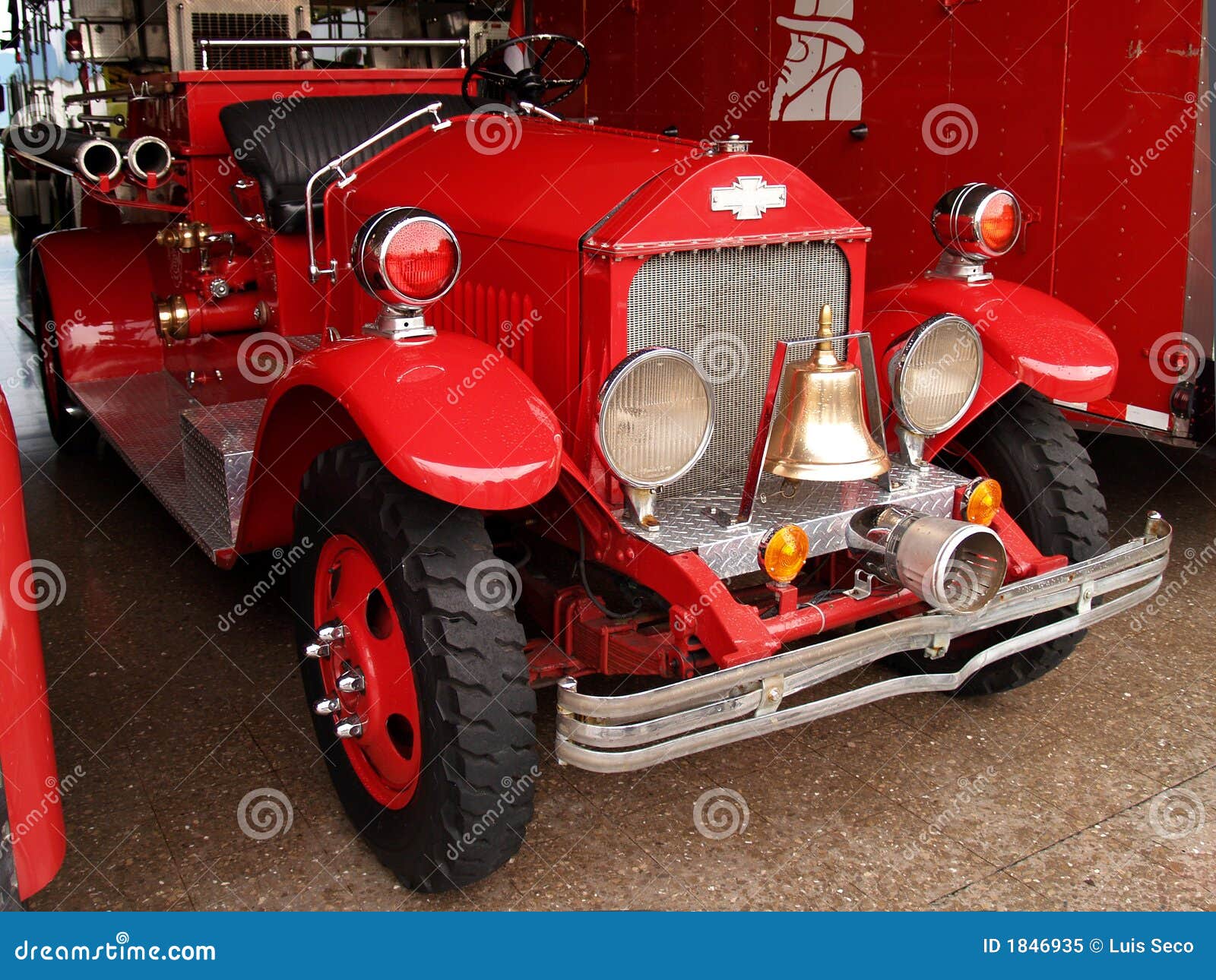 Antique firefighters truck stock image. Image of fighters 1846935