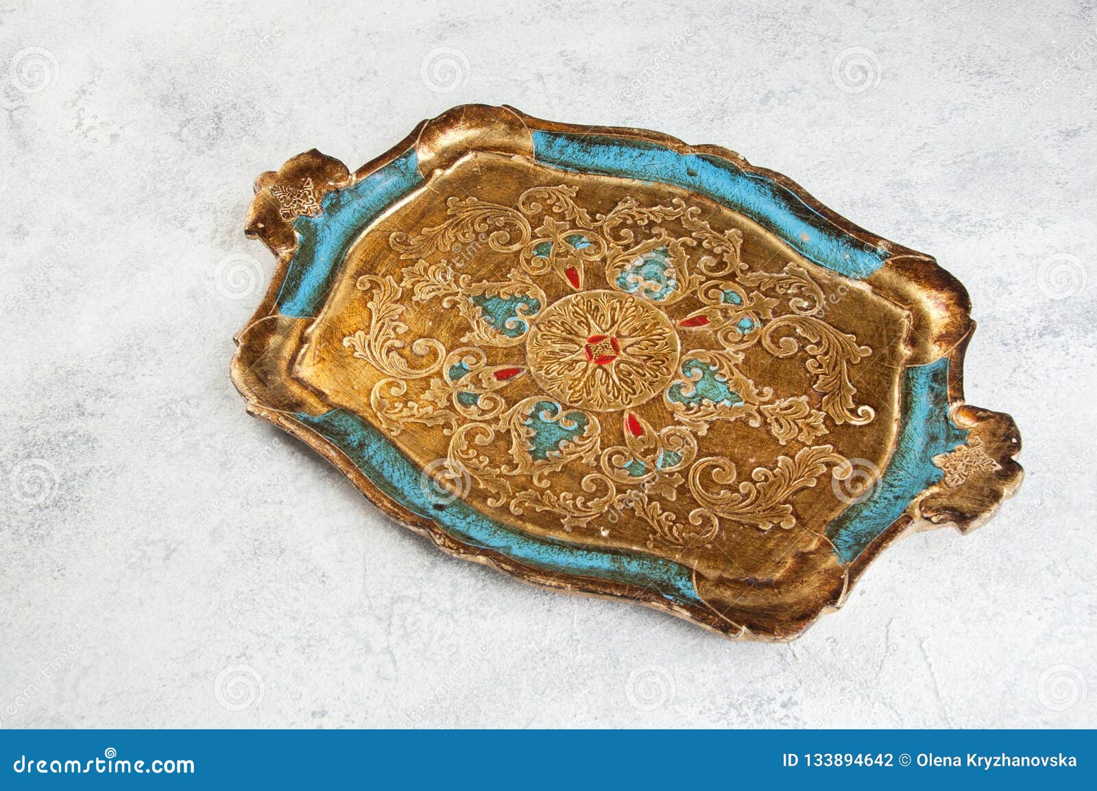 Antique Accent Tray Turquoise 
