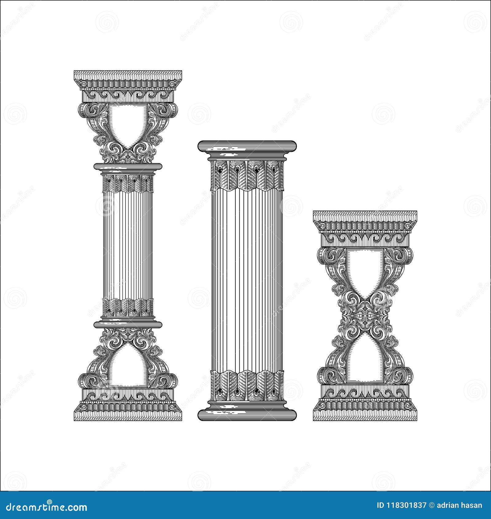 ANTIQUE FRAME PILLAR VECTOR Stock Vector Illustration of beautiful