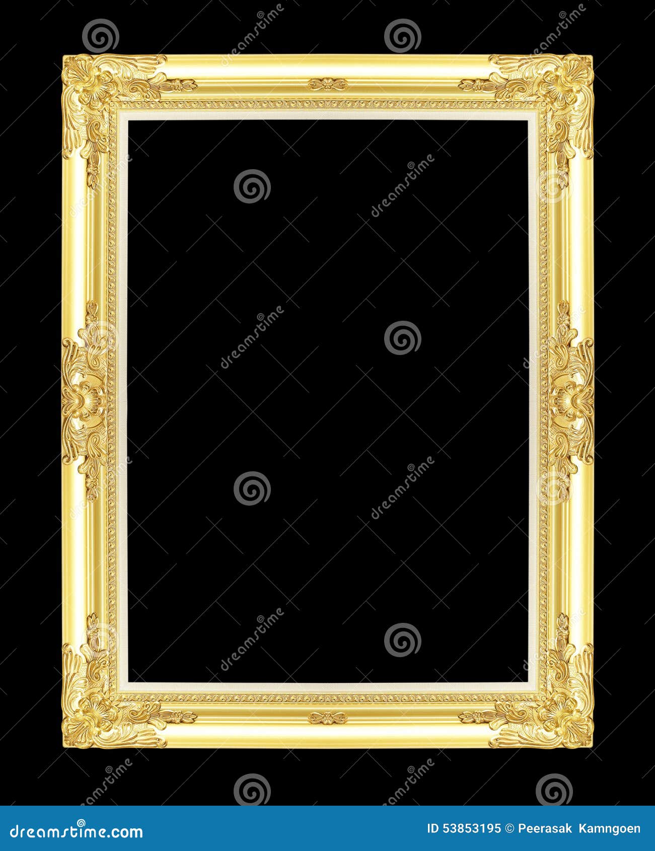 The Antique Gold Frame on the Black Stock Image Image of gold