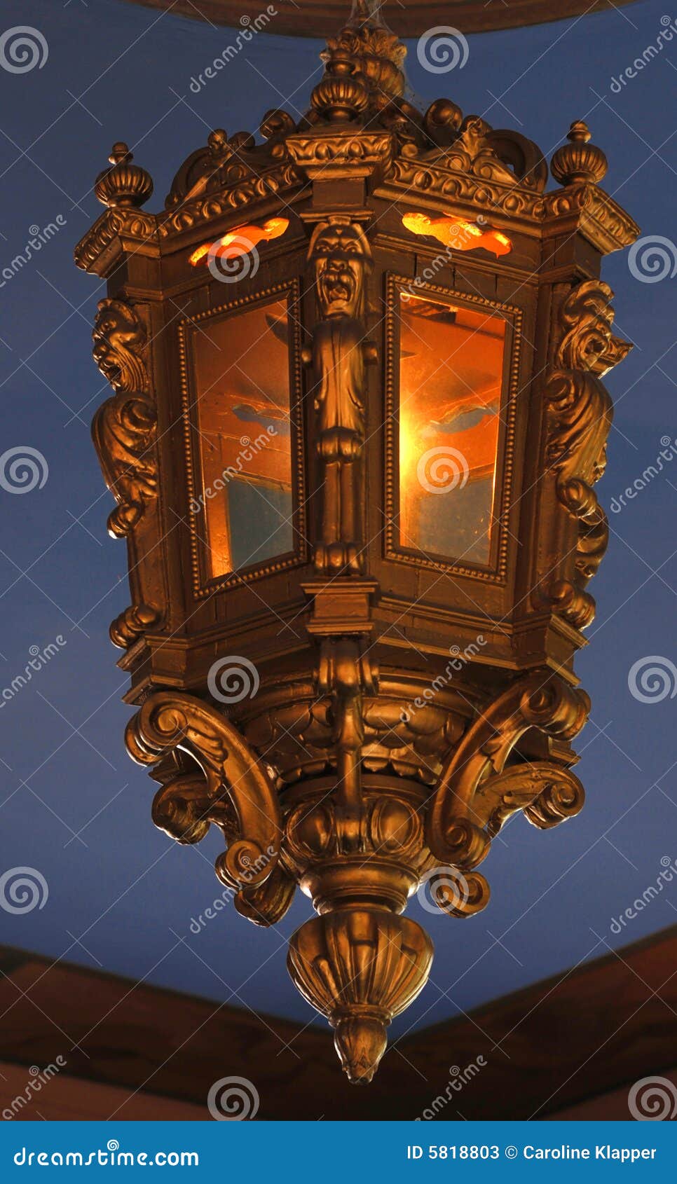 Antique gold lantern stock image. Image of fashioned, ceiling 5818803