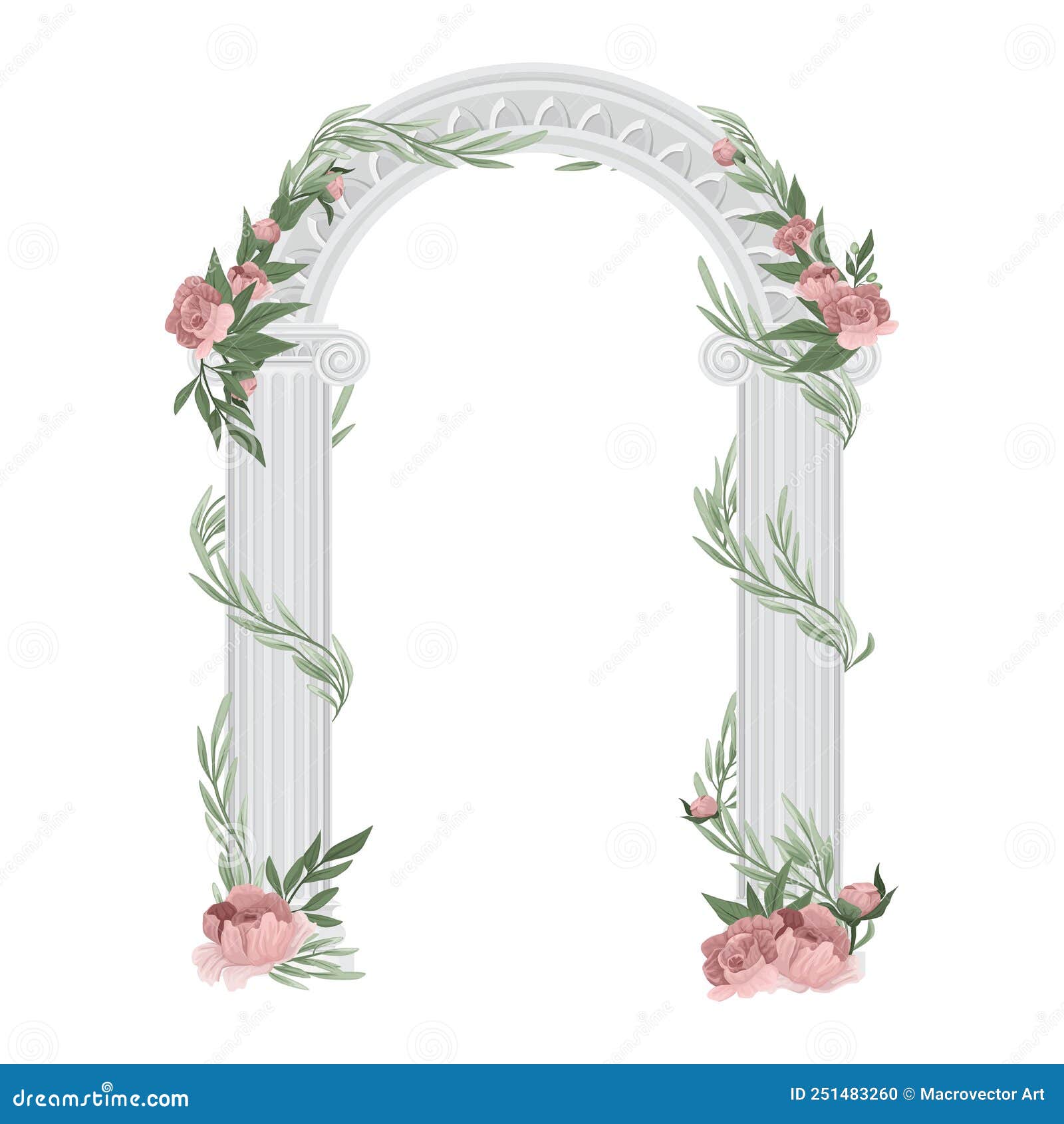 antique greek columns arch composition
