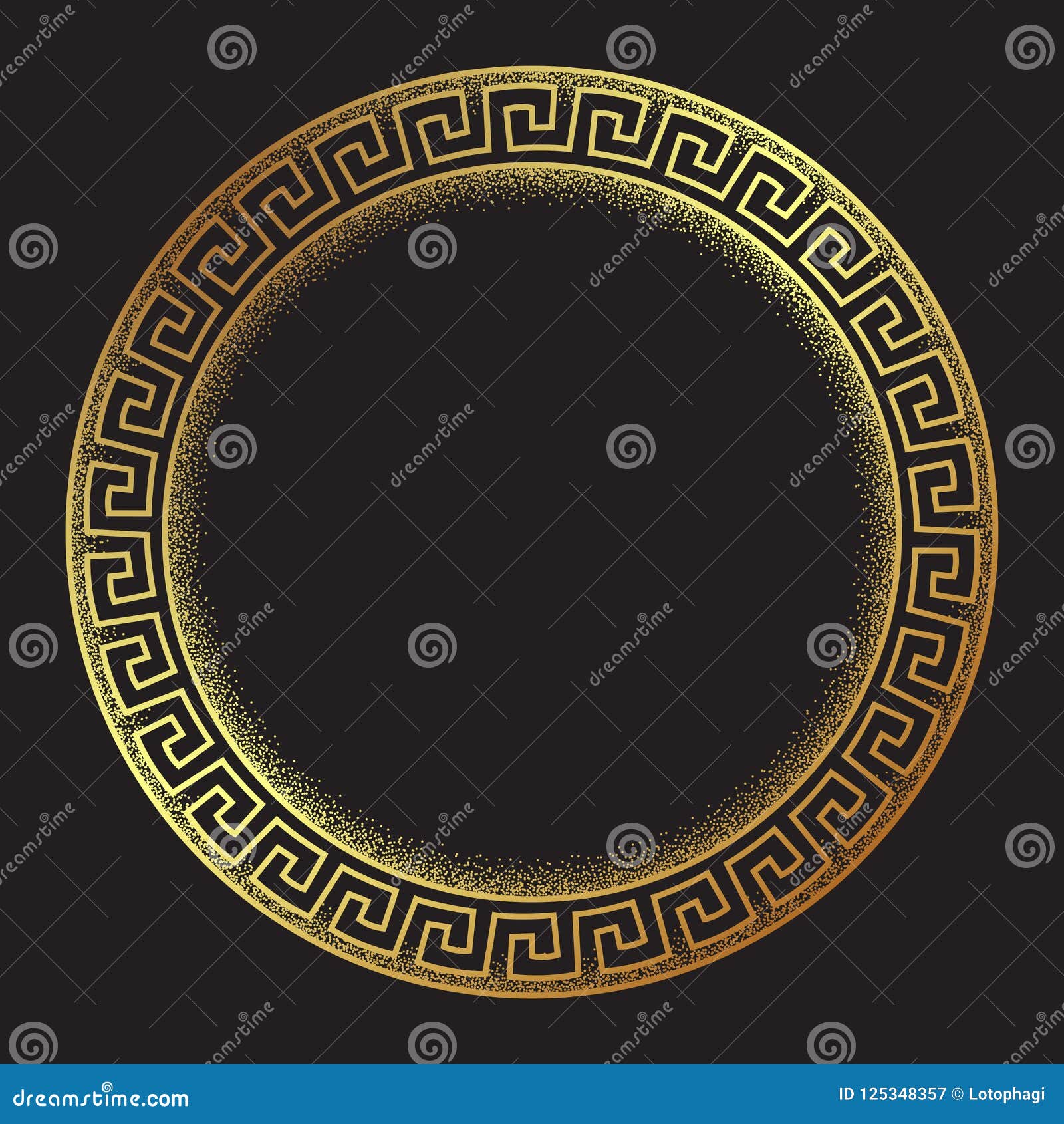 Antique Greek Style Gold Meander Ornanent Hand Drawn Line Art and Dot ...