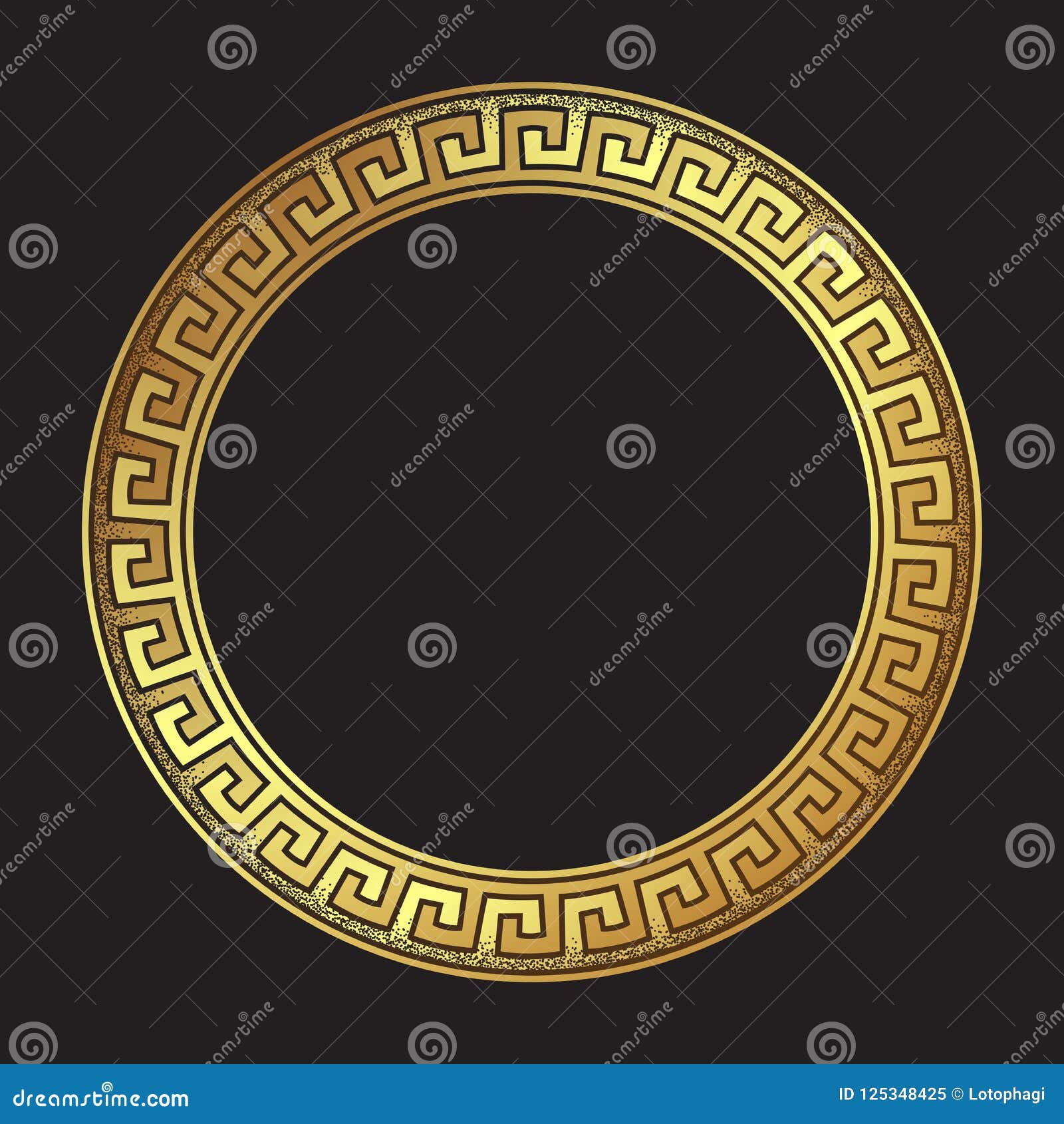 Antique Greek Style Gold Meander Ornanent Hand Drawn Line Art and Dot ...